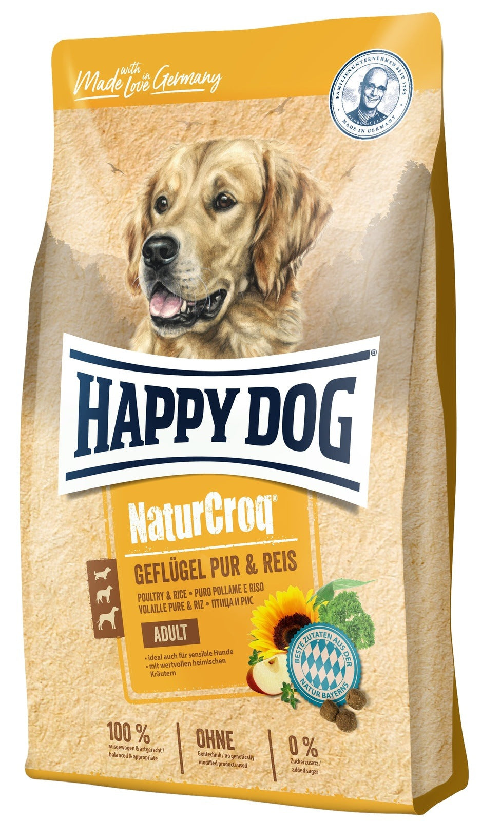 Artikel mit dem Namen Happy Dog NaturCroq Geflügel pur & Reis im Shop von zoo.de , dem Onlineshop für nachhaltiges Hundefutter und Katzenfutter.