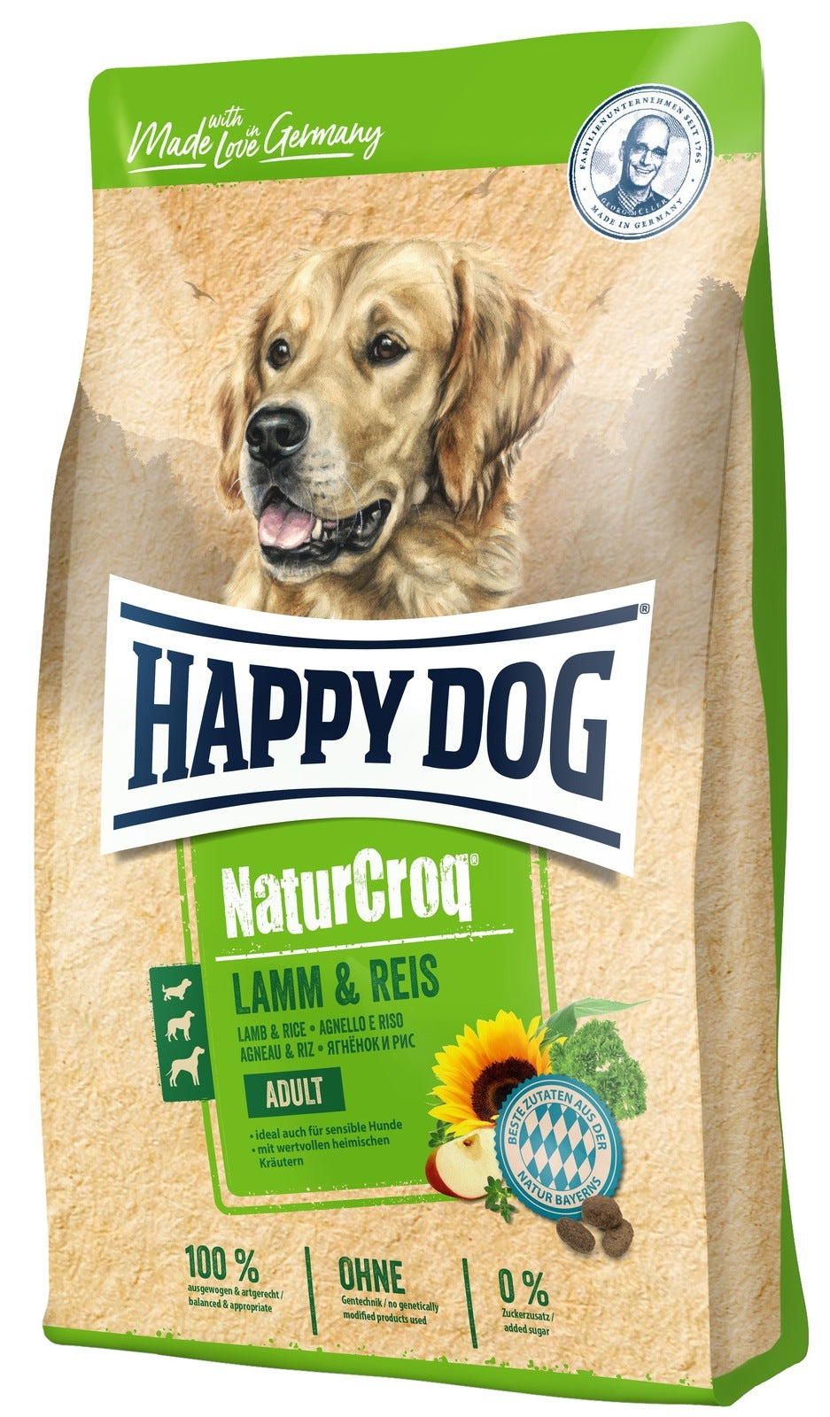 Artikel mit dem Namen Happy Dog NaturCroq Lamm &amp; Reis im Shop von zoo.de , dem Onlineshop für nachhaltiges Hundefutter und Katzenfutter.