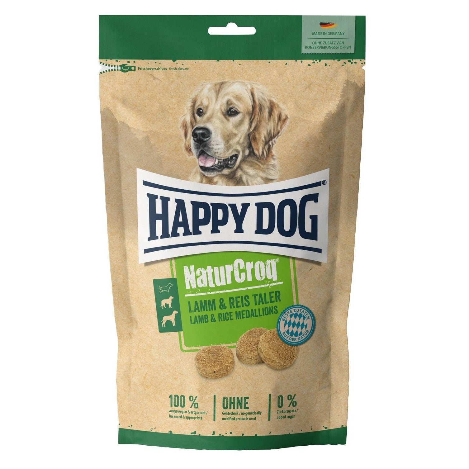 Artikel mit dem Namen Happy Dog NaturCroq Lamm-Reis-Taler im Shop von zoo.de , dem Onlineshop für nachhaltiges Hundefutter und Katzenfutter.
