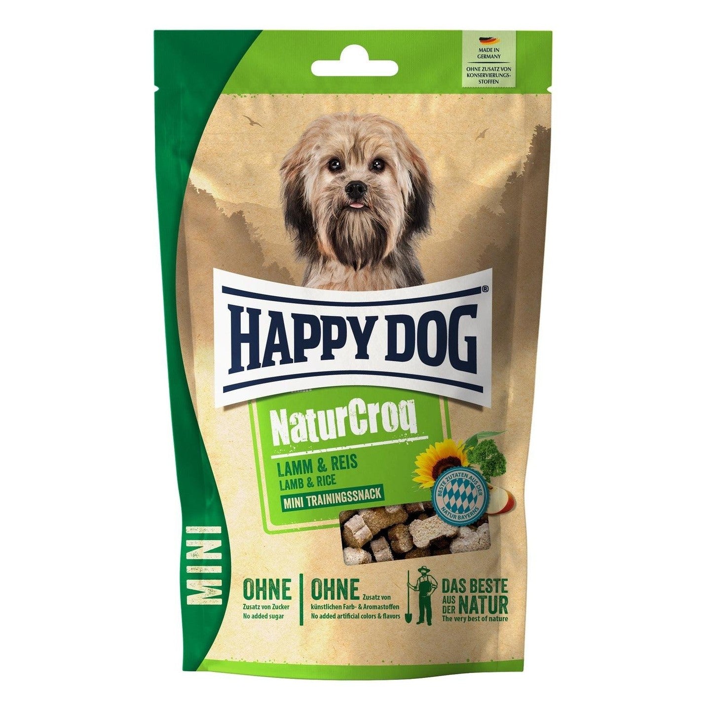 Artikel mit dem Namen Happy Dog NaturCroq Mini Snack Lamm & Reis im Shop von zoo.de , dem Onlineshop für nachhaltiges Hundefutter und Katzenfutter.