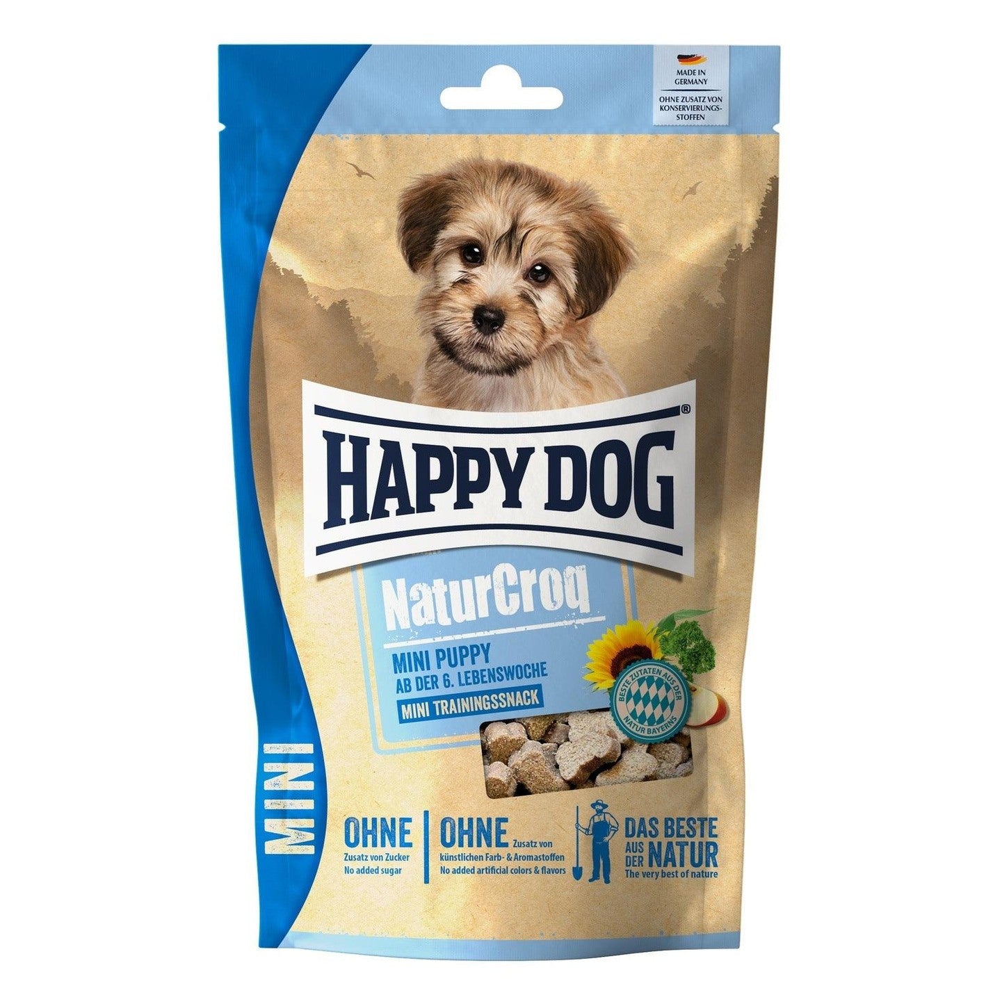 Artikel mit dem Namen Happy Dog NaturCroq Mini Snack Puppy im Shop von zoo.de , dem Onlineshop für nachhaltiges Hundefutter und Katzenfutter.