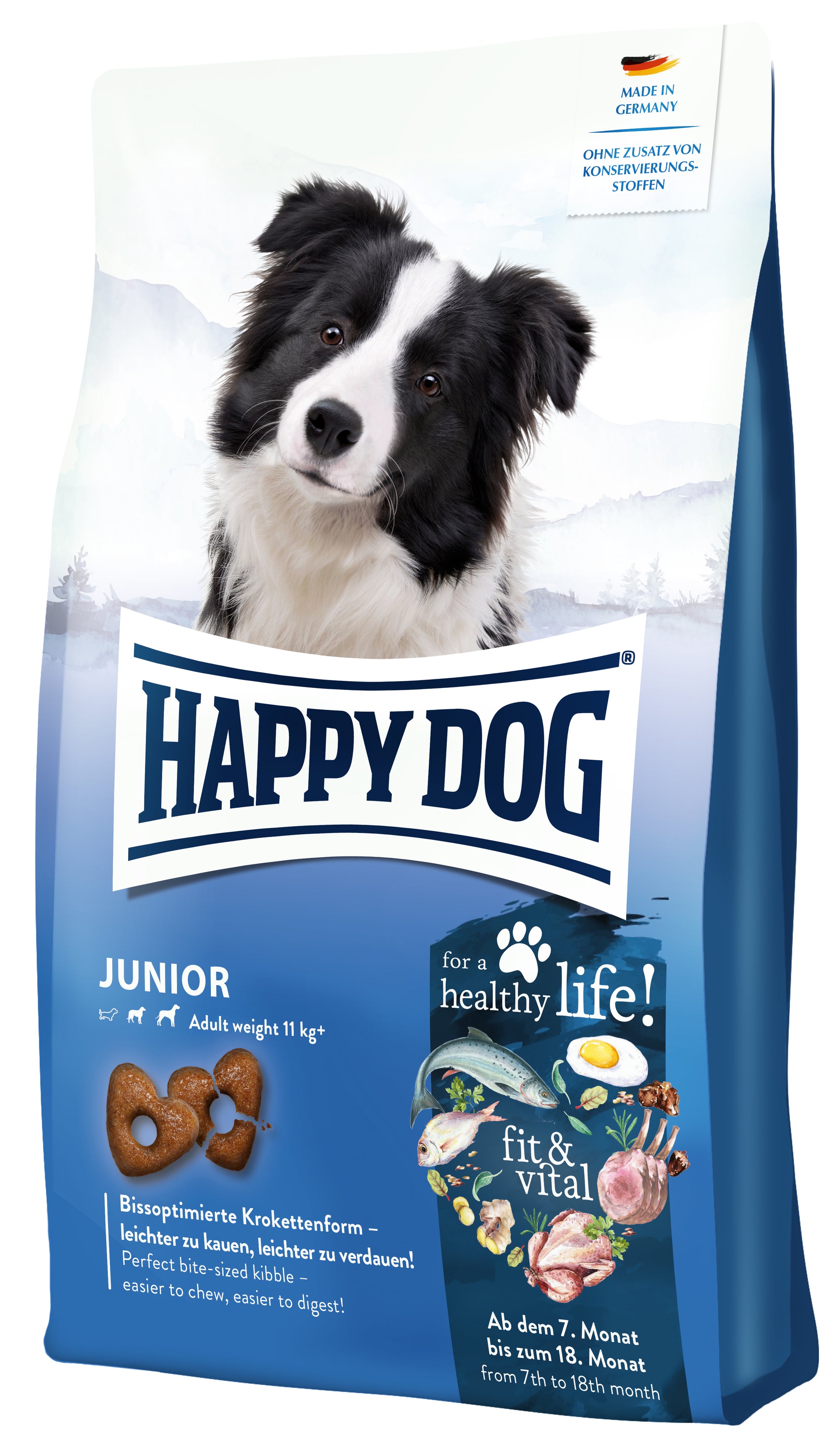 Artikel mit dem Namen Happy Dog Supreme fit & vital Junior im Shop von zoo.de , dem Onlineshop für nachhaltiges Hundefutter und Katzenfutter.