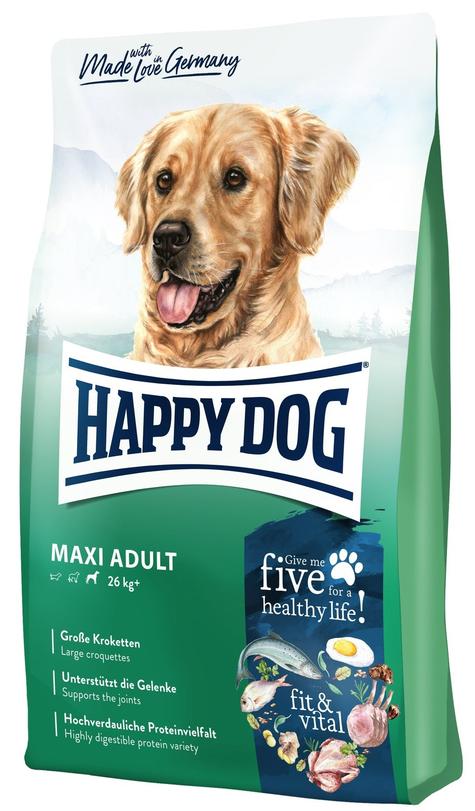 Artikel mit dem Namen Happy Dog Supreme fit & vital Maxi Adult im Shop von zoo.de , dem Onlineshop für nachhaltiges Hundefutter und Katzenfutter.