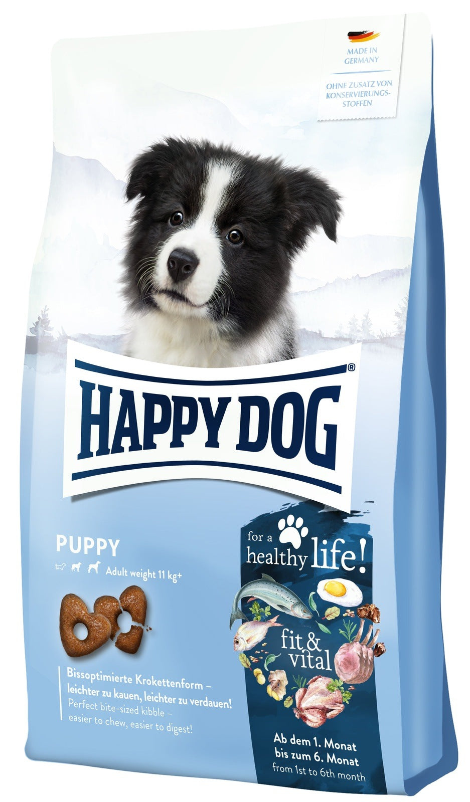 Artikel mit dem Namen Happy Dog Supreme fit & vital Puppy im Shop von zoo.de , dem Onlineshop für nachhaltiges Hundefutter und Katzenfutter.