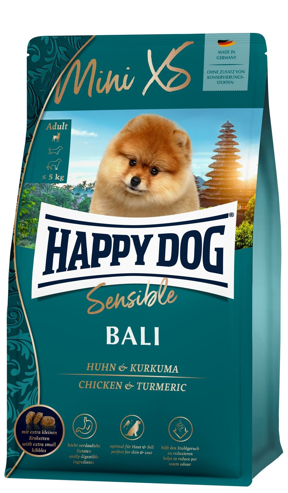 Artikel mit dem Namen Happy Dog Supreme Mini XS Bali im Shop von zoo.de , dem Onlineshop für nachhaltiges Hundefutter und Katzenfutter.