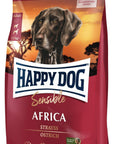 Artikel mit dem Namen Happy Dog Supreme Sensible Africa im Shop von zoo.de , dem Onlineshop für nachhaltiges Hundefutter und Katzenfutter.