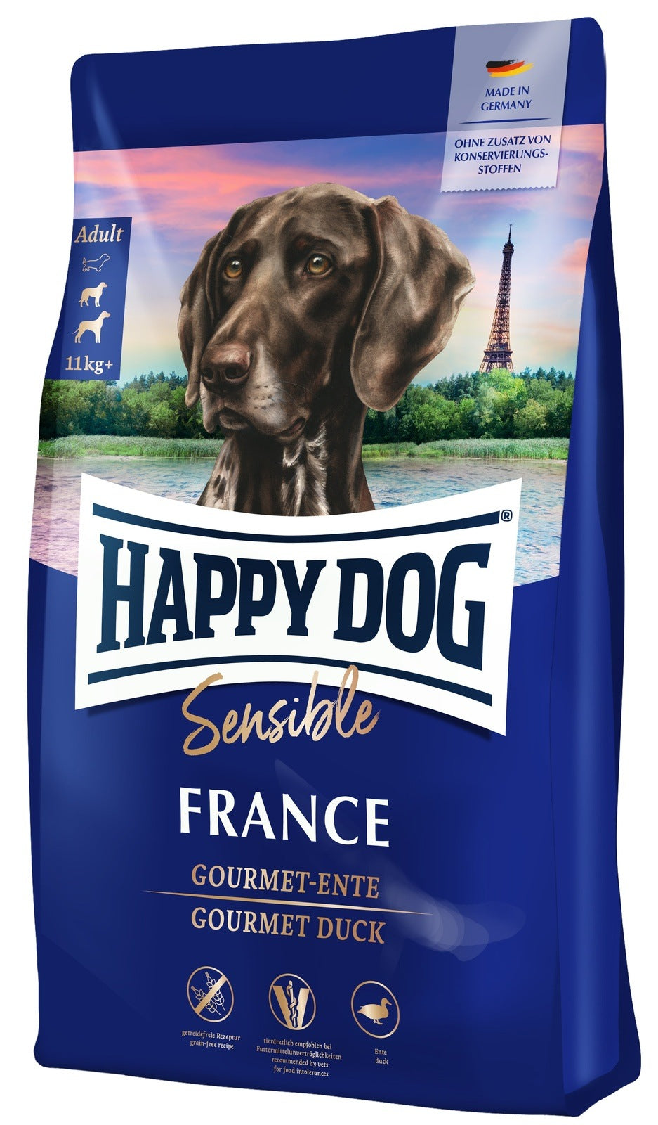 Artikel mit dem Namen Happy Dog Supreme Sensible France im Shop von zoo.de , dem Onlineshop für nachhaltiges Hundefutter und Katzenfutter.