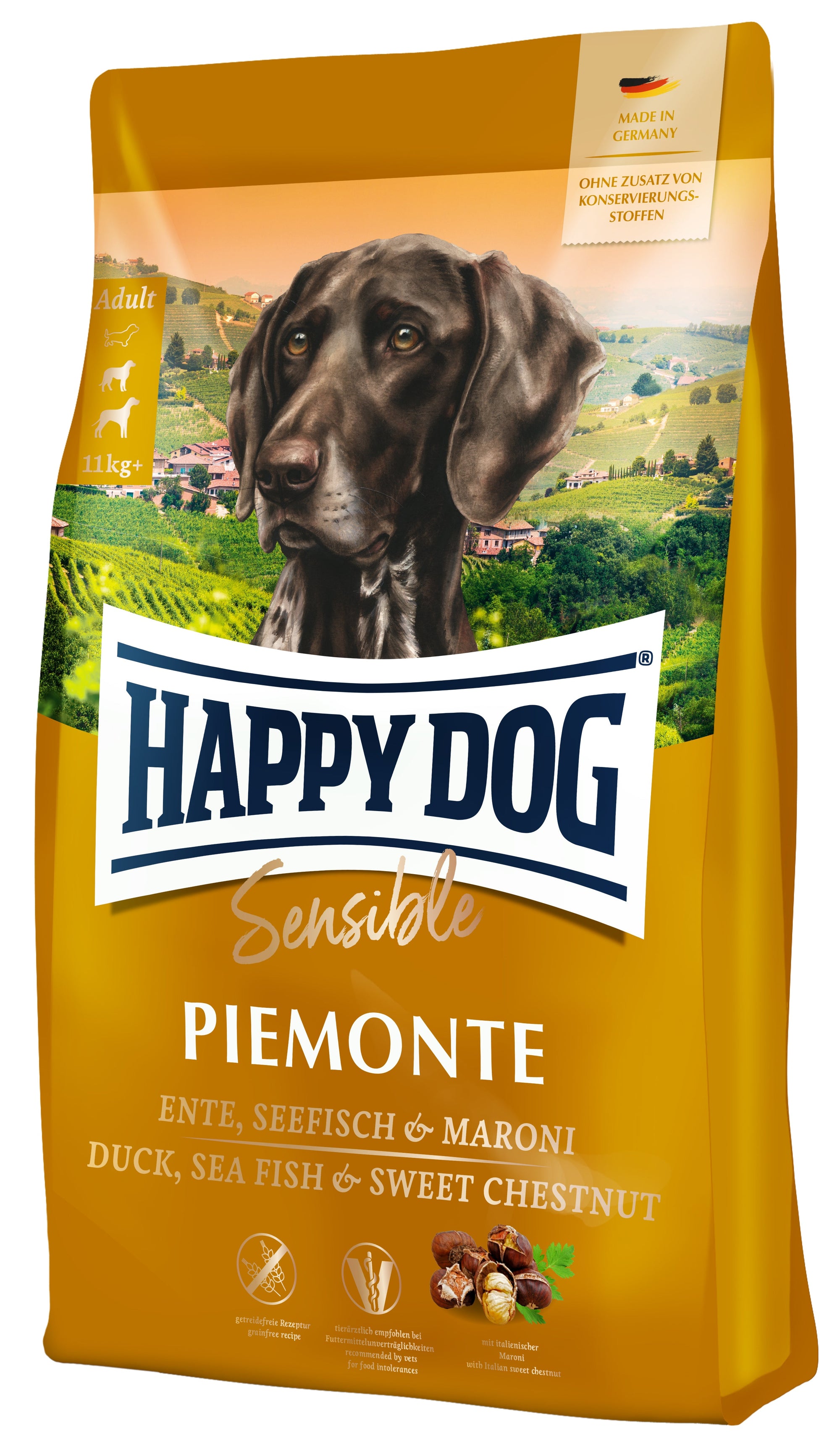 Artikel mit dem Namen Happy Dog Supreme Sensible Piemonte im Shop von zoo.de , dem Onlineshop für nachhaltiges Hundefutter und Katzenfutter.