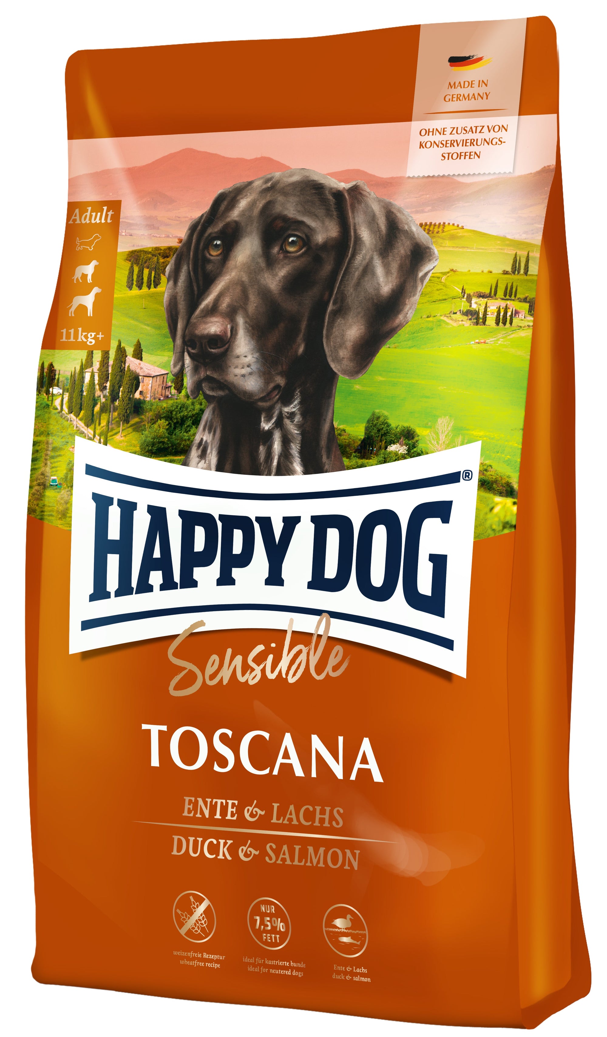 Artikel mit dem Namen Happy Dog Supreme Sensible Toscana im Shop von zoo.de , dem Onlineshop für nachhaltiges Hundefutter und Katzenfutter.