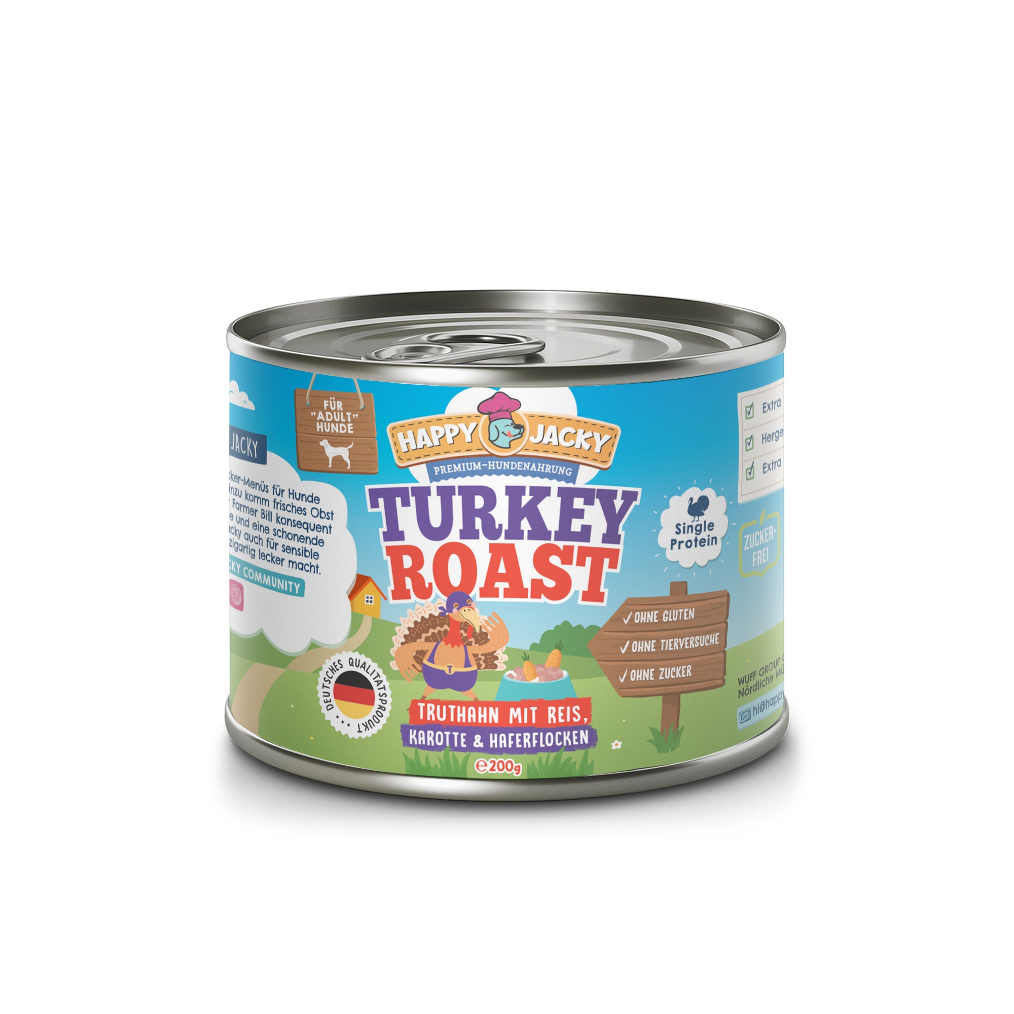 Artikel mit dem Namen Happy Jacky Turkey Roast im Shop von zoo.de , dem Onlineshop für nachhaltiges Hundefutter und Katzenfutter.