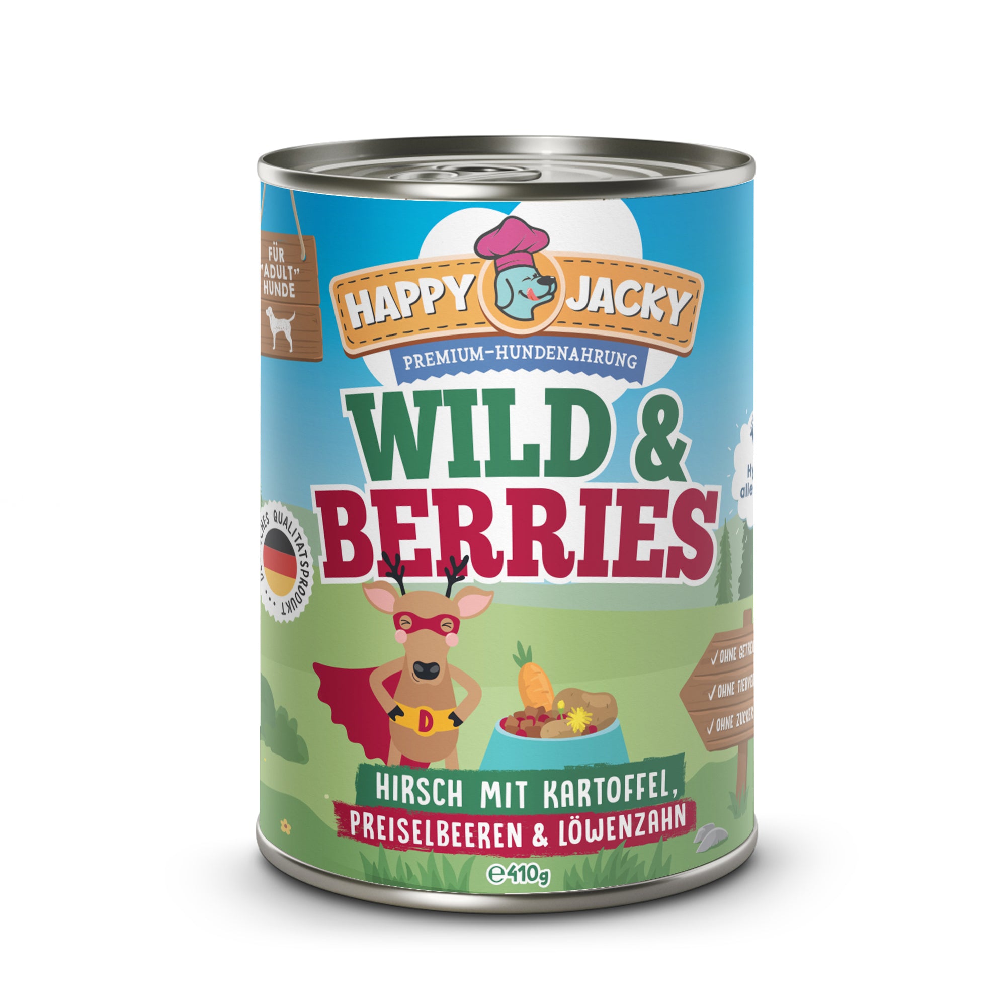 Artikel mit dem Namen Happy Jacky Wild & Berrys im Shop von zoo.de , dem Onlineshop für nachhaltiges Hundefutter und Katzenfutter.