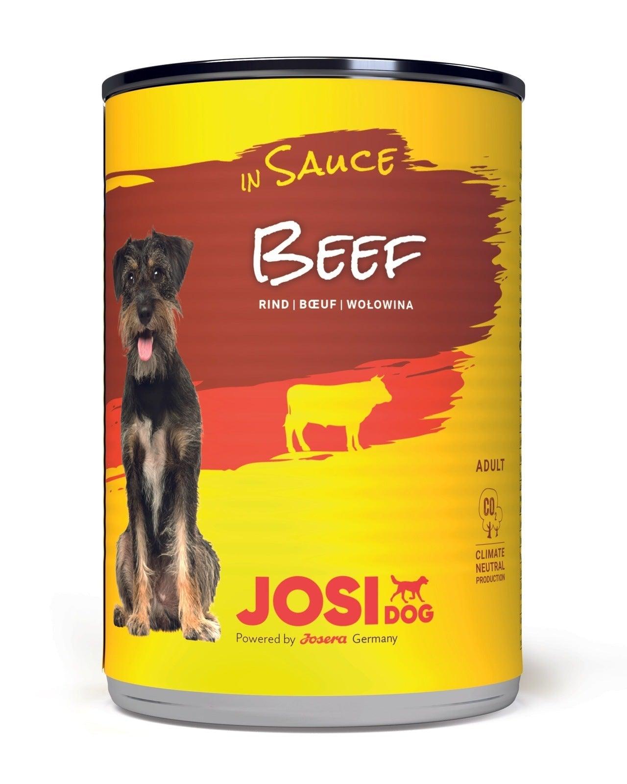 Artikel mit dem Namen JosiDog Beef in Sauce im Shop von zoo.de , dem Onlineshop für nachhaltiges Hundefutter und Katzenfutter.