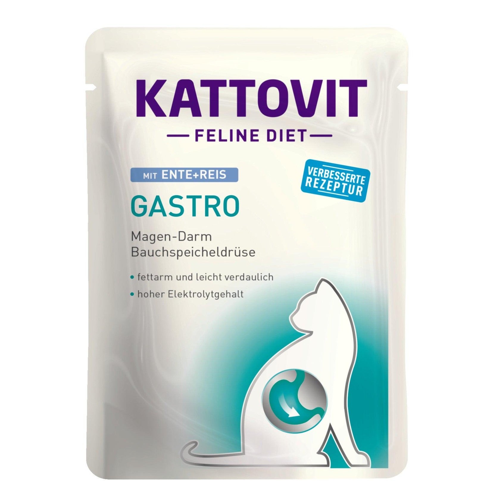 Artikel mit dem Namen Kattovit Feline Diet Gastro Ente + Reis im Shop von zoo.de , dem Onlineshop für nachhaltiges Hundefutter und Katzenfutter.