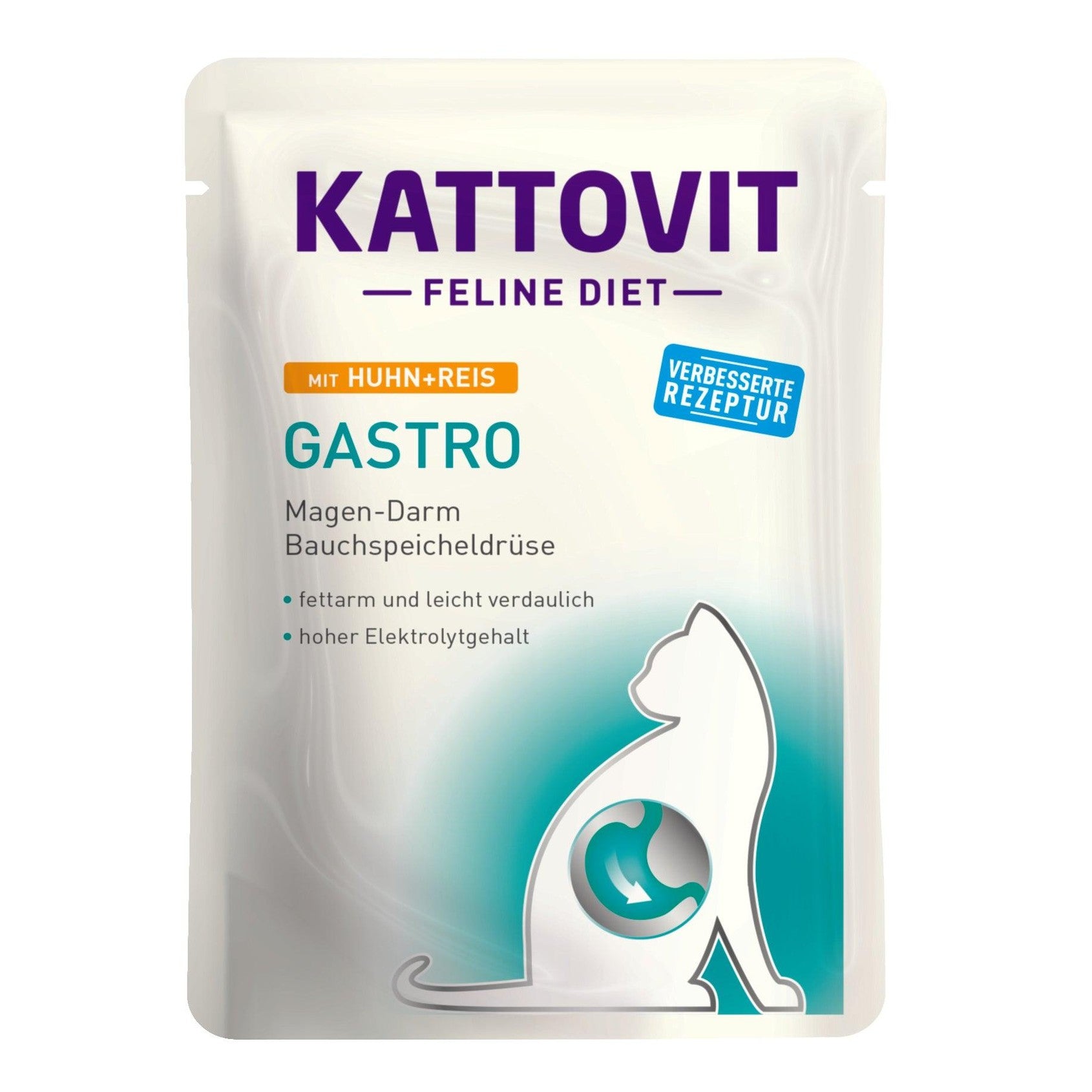 Artikel mit dem Namen Kattovit Feline Diet Gastro Huhn + Reis im Shop von zoo.de , dem Onlineshop für nachhaltiges Hundefutter und Katzenfutter.