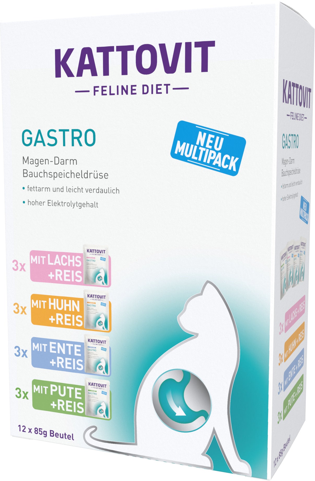 Artikel mit dem Namen Kattovit Feline Diet Gastro Multipack im Shop von zoo.de , dem Onlineshop für nachhaltiges Hundefutter und Katzenfutter.