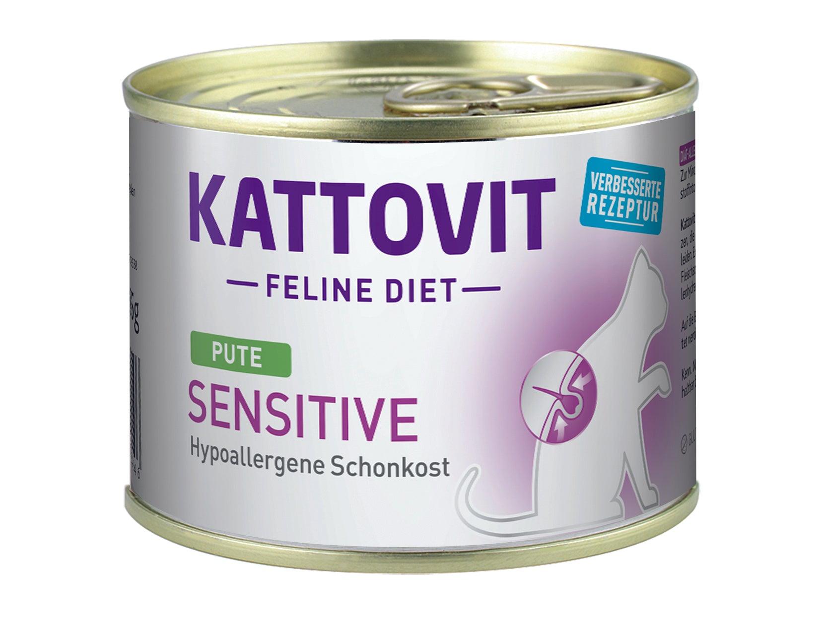 Artikel mit dem Namen Kattovit Feline Diet Sensitive Pute im Shop von zoo.de , dem Onlineshop für nachhaltiges Hundefutter und Katzenfutter.