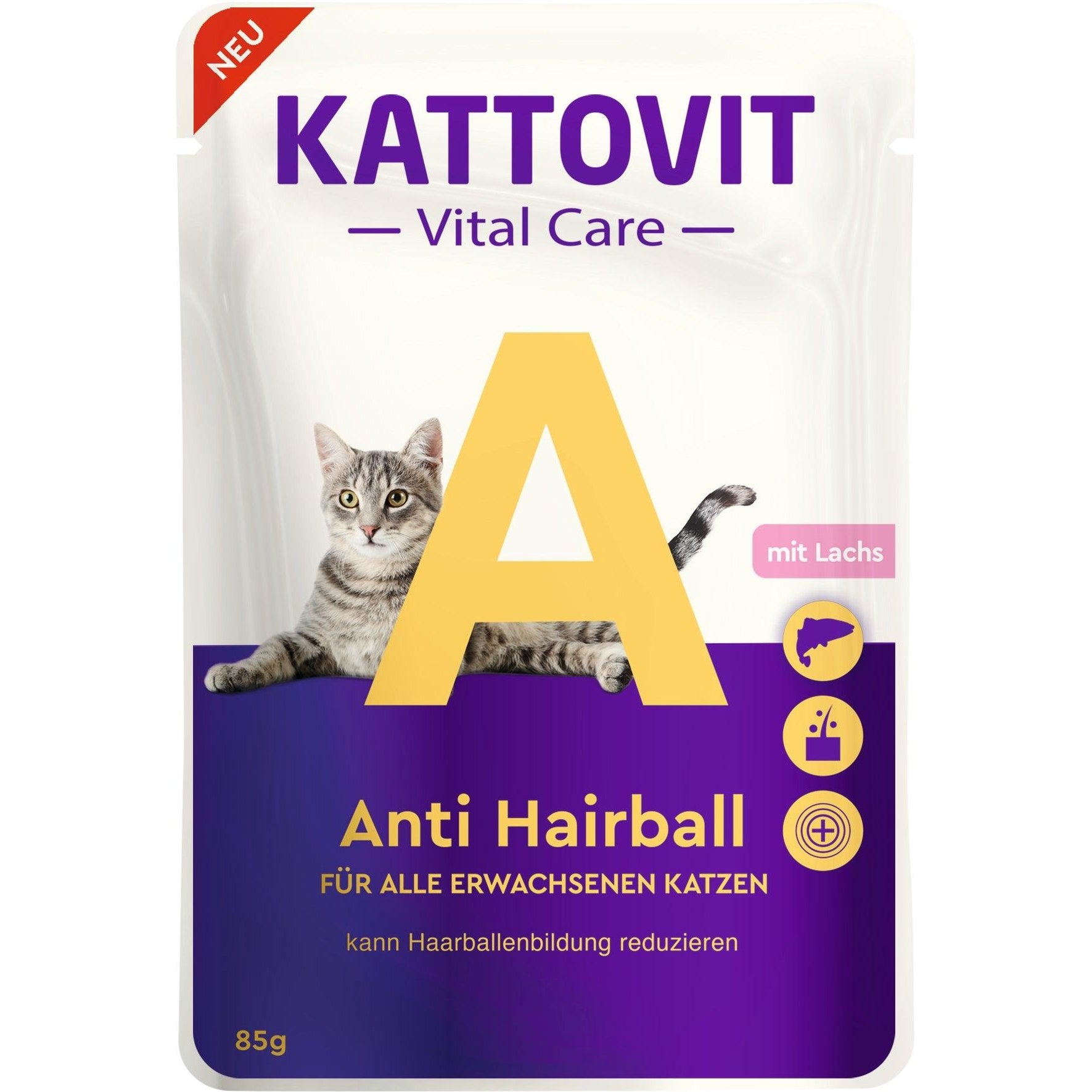 Artikel mit dem Namen Kattovit Pouchbeutel Vital Care Anti Hairball im Shop von zoo.de , dem Onlineshop für nachhaltiges Hundefutter und Katzenfutter.