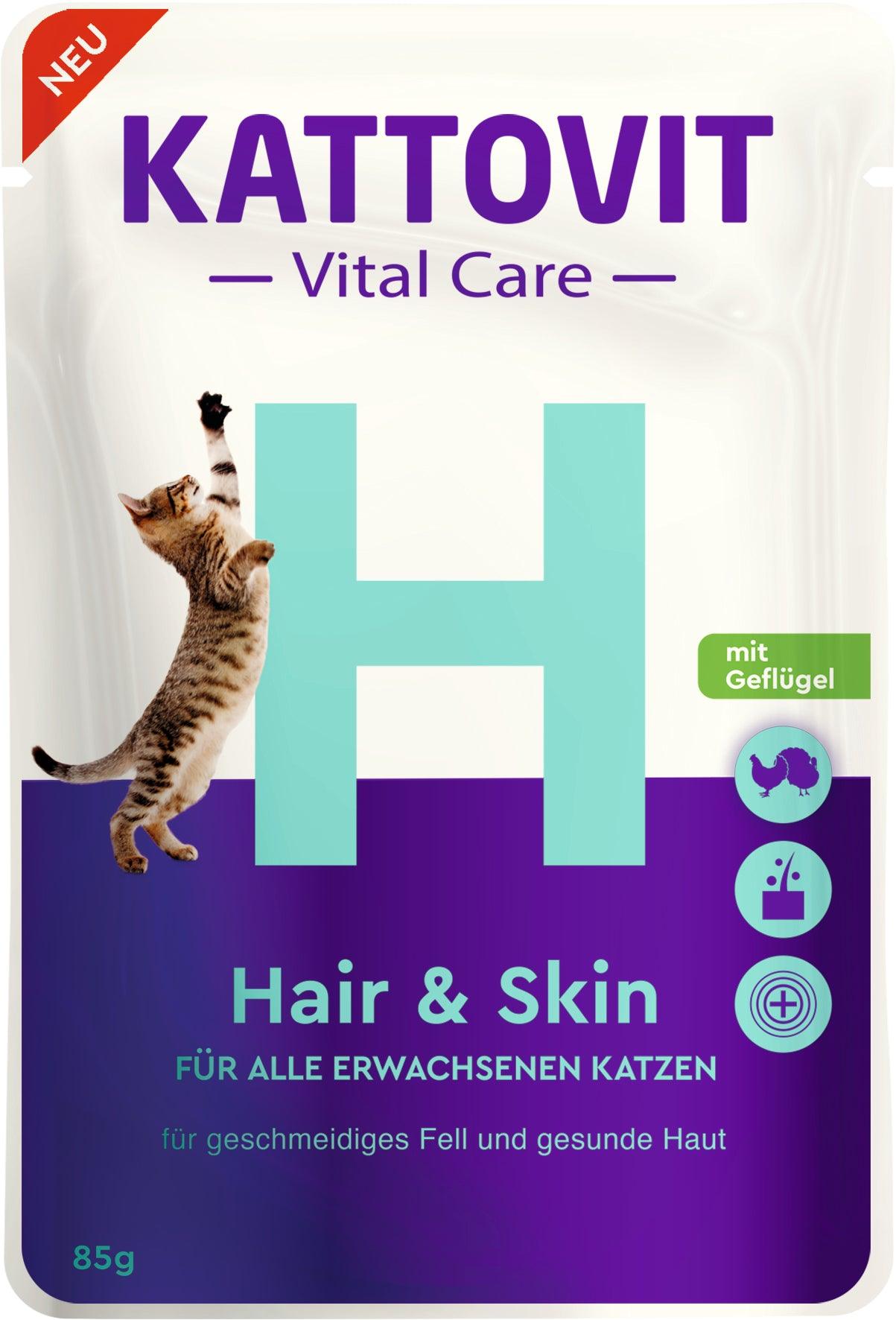 Artikel mit dem Namen Kattovit Pouchbeutel Vital Care Hair & Skin im Shop von zoo.de , dem Onlineshop für nachhaltiges Hundefutter und Katzenfutter.