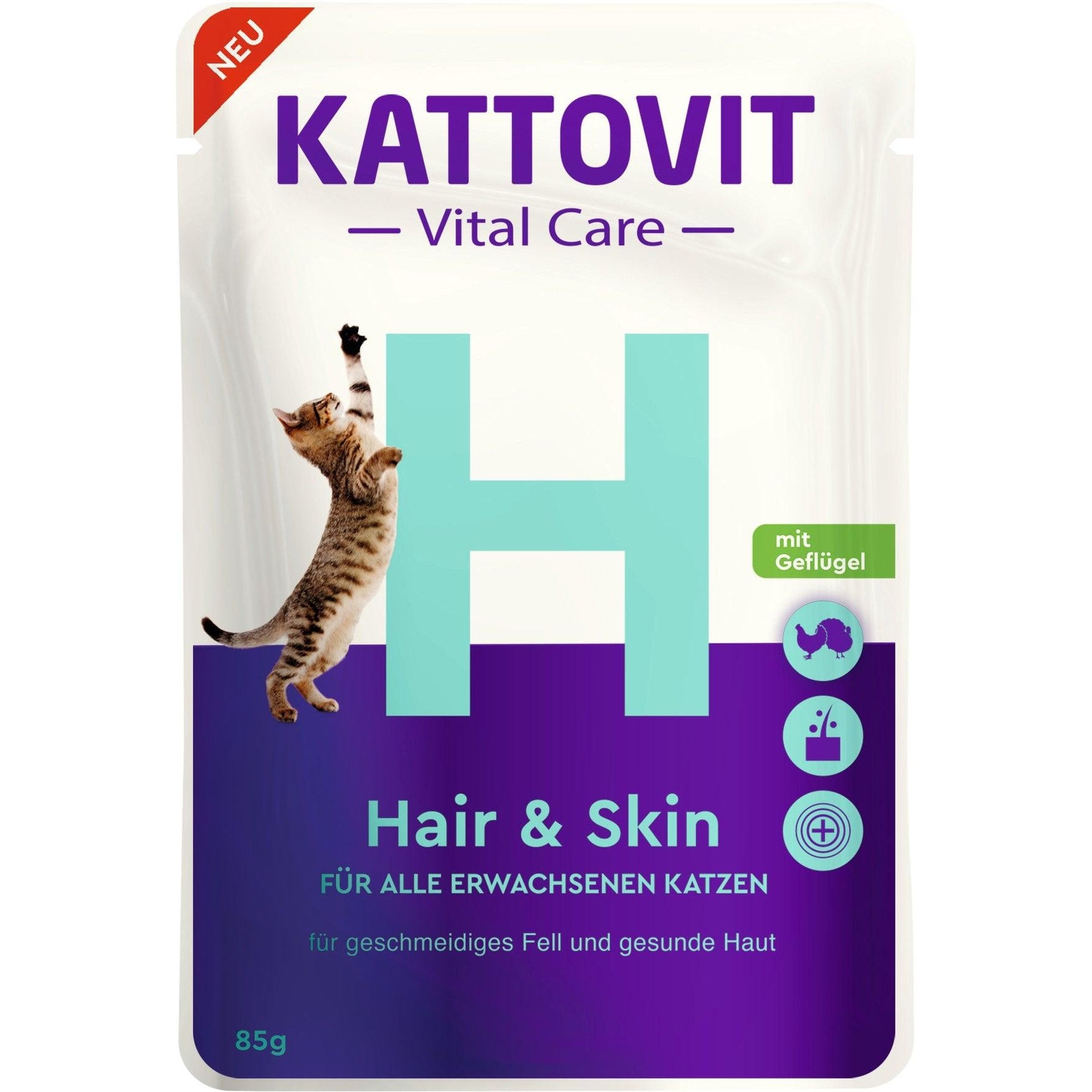 Artikel mit dem Namen Kattovit Pouchbeutel Vital Care Hair & Skin im Shop von zoo.de , dem Onlineshop für nachhaltiges Hundefutter und Katzenfutter.