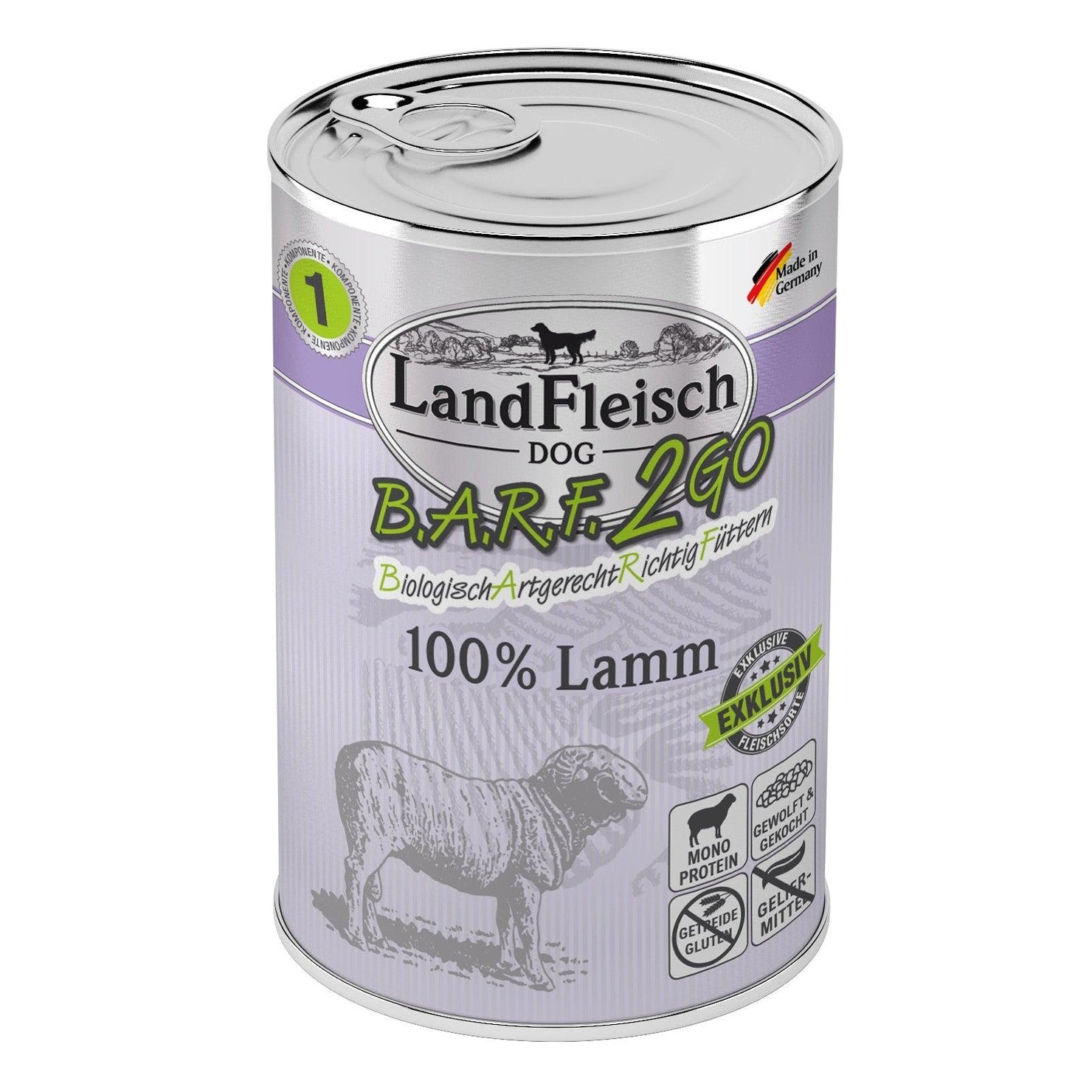 Artikel mit dem Namen Landfleisch BARF2GO für Hunde 100% Lamm im Shop von zoo.de , dem Onlineshop für nachhaltiges Hundefutter und Katzenfutter.