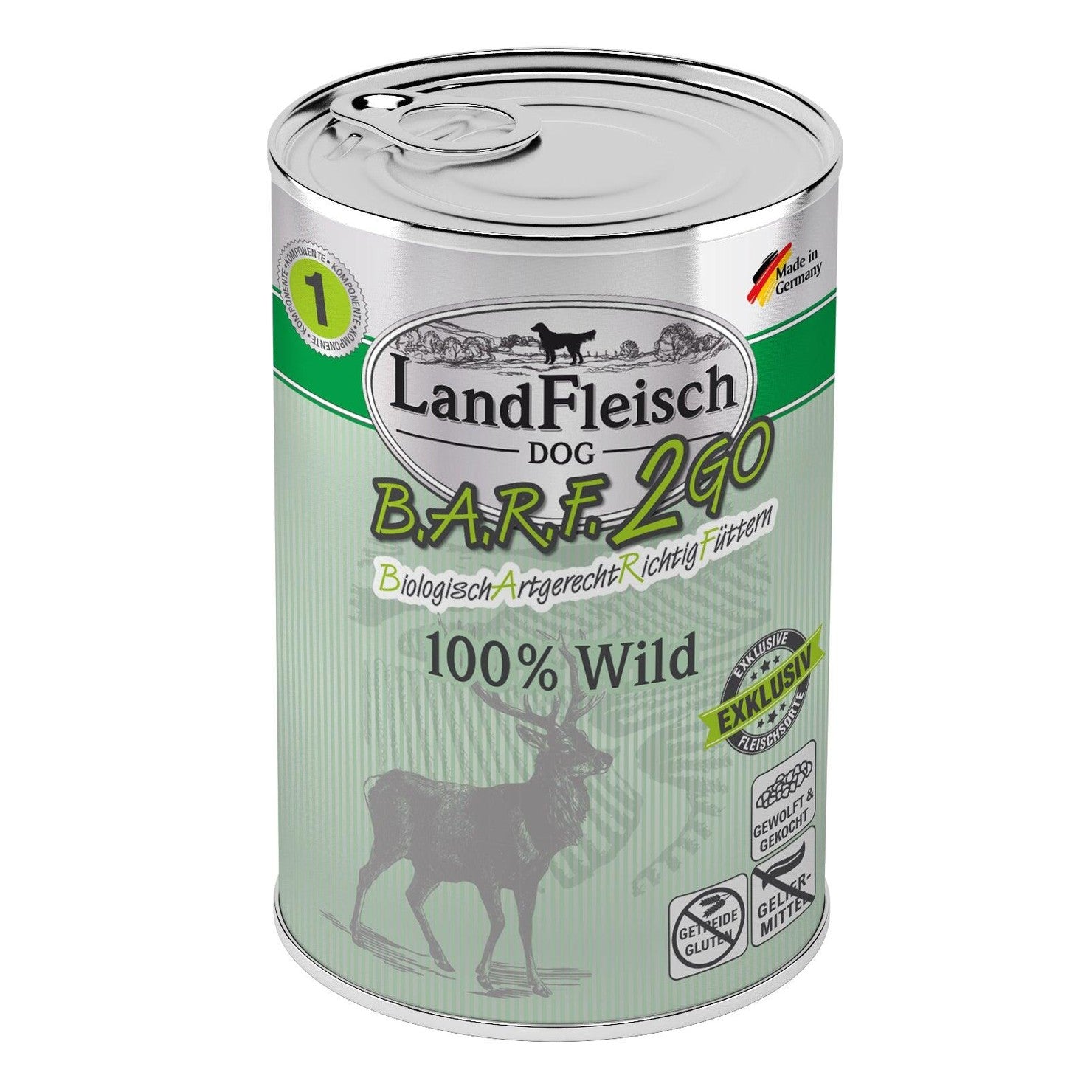 Artikel mit dem Namen Landfleisch BARF2GO für Hunde 100% Wild im Shop von zoo.de , dem Onlineshop für nachhaltiges Hundefutter und Katzenfutter.