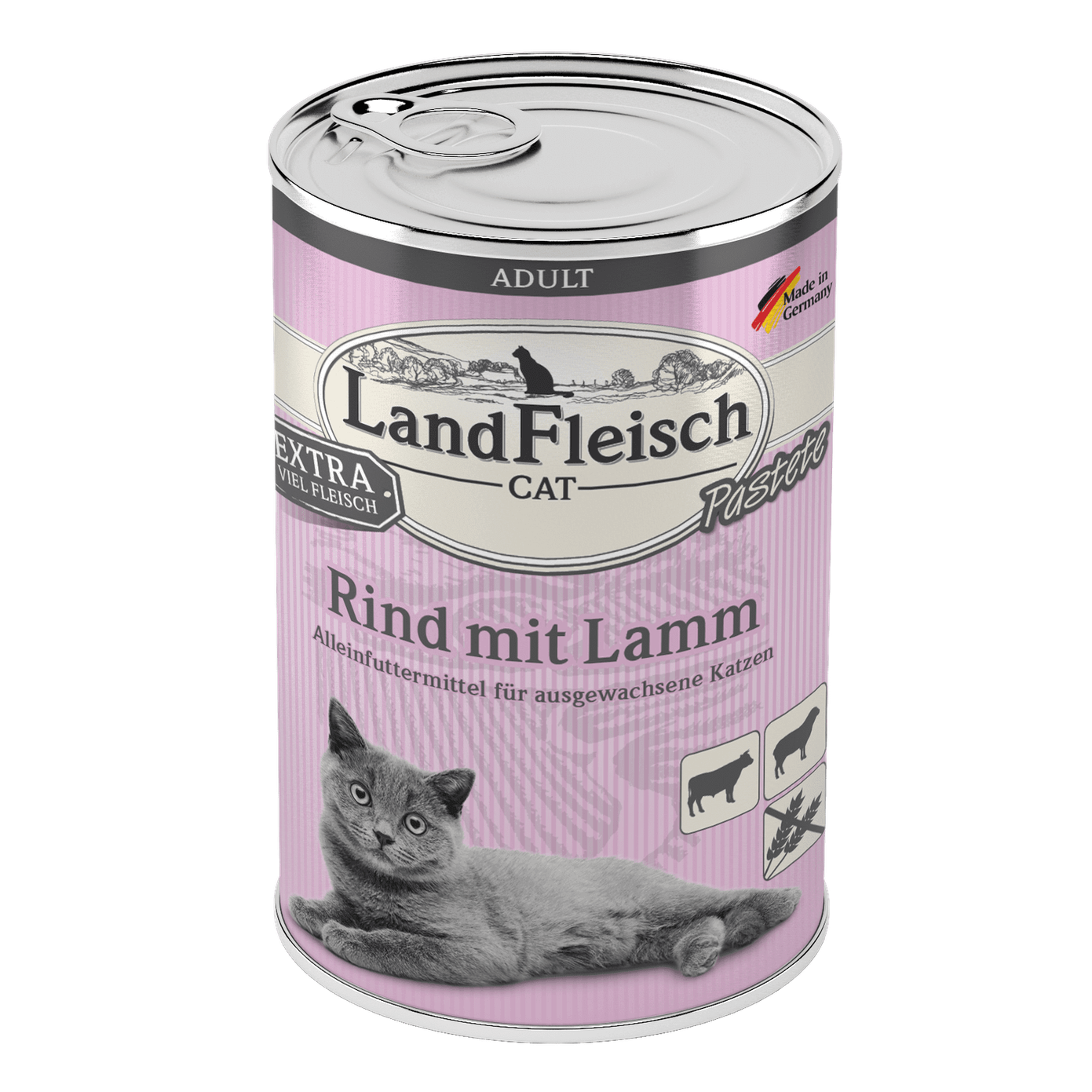 Artikel mit dem Namen LandFleisch Cat Adult Pastete Rind mit Lamm im Shop von zoo.de , dem Onlineshop für nachhaltiges Hundefutter und Katzenfutter.