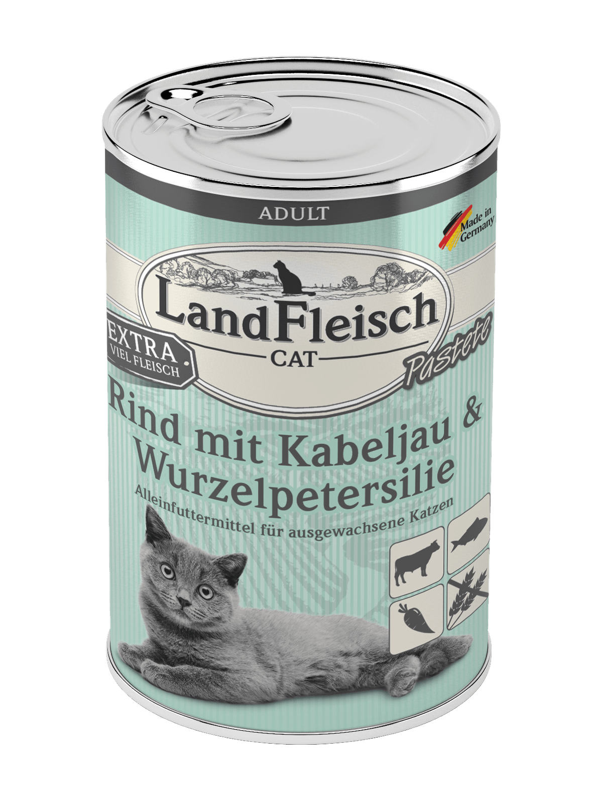 Artikel mit dem Namen Landfleisch für Katzen mit Rind und Kabeljau im Shop von zoo.de , dem Onlineshop für nachhaltiges Hundefutter und Katzenfutter.