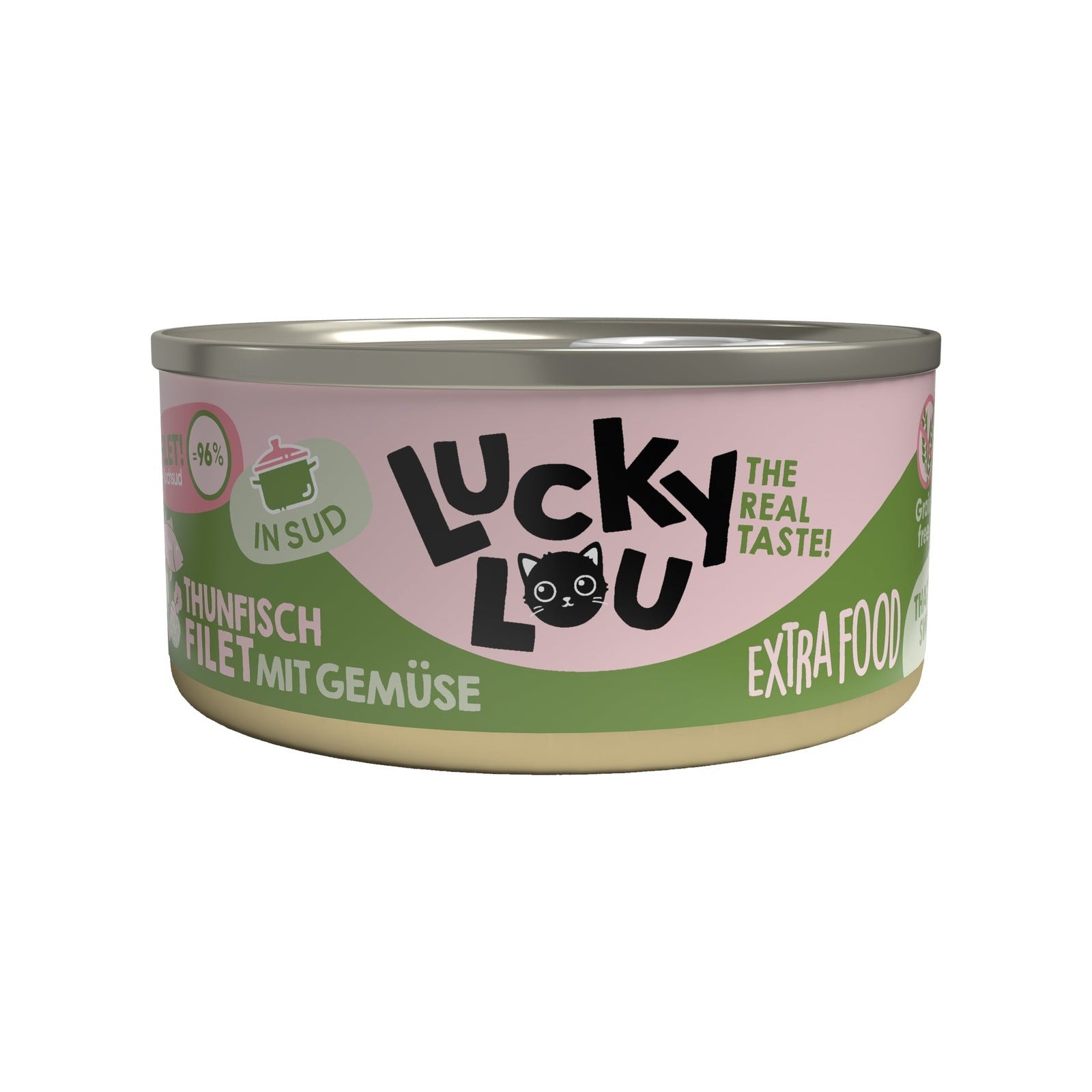 Artikel mit dem Namen Lucky Lou Extrafood Thunfischfilet mit Gemüse in Brühe im Shop von zoo.de , dem Onlineshop für nachhaltiges Hundefutter und Katzenfutter.