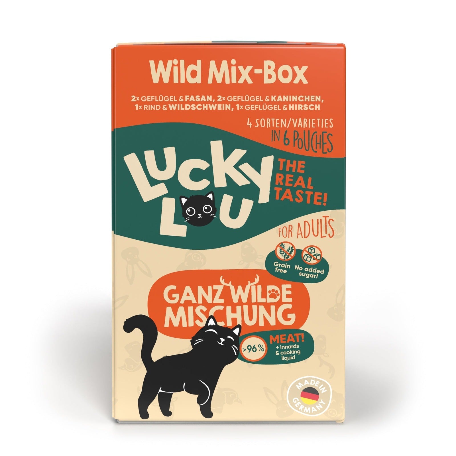 Artikel mit dem Namen Lucky Lou Lifestage Adult Wild-Mix im Shop von zoo.de , dem Onlineshop für nachhaltiges Hundefutter und Katzenfutter.