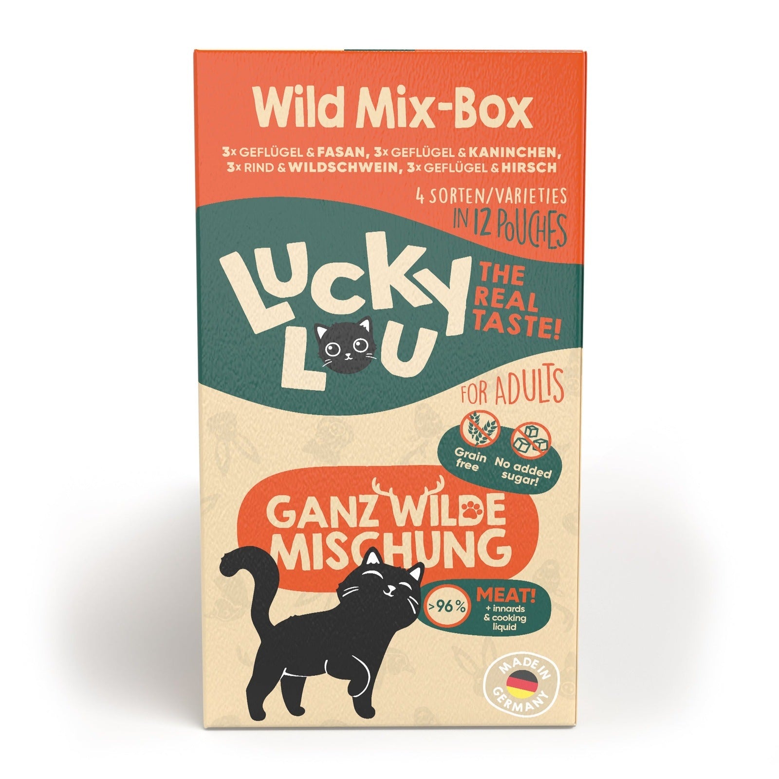 Artikel mit dem Namen Lucky Lou Lifestage Adult Wild-Mix im Shop von zoo.de , dem Onlineshop für nachhaltiges Hundefutter und Katzenfutter.