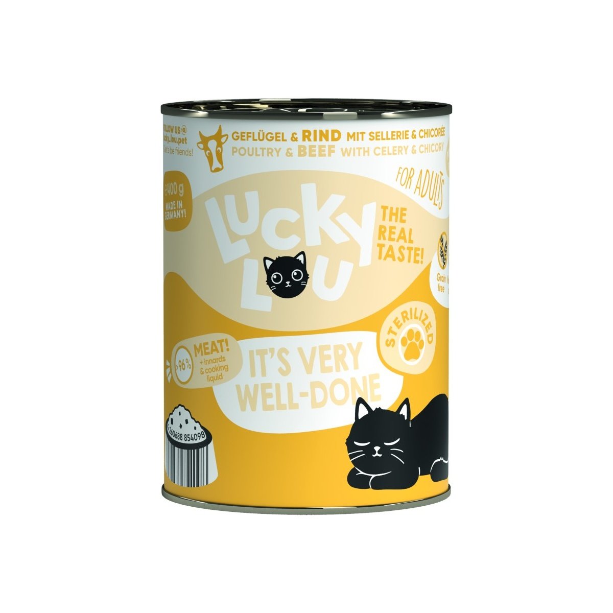 Artikel mit dem Namen Lucky Lou Lifestage Sterilized Geflügel + Rind im Shop von zoo.de , dem Onlineshop für nachhaltiges Hundefutter und Katzenfutter.