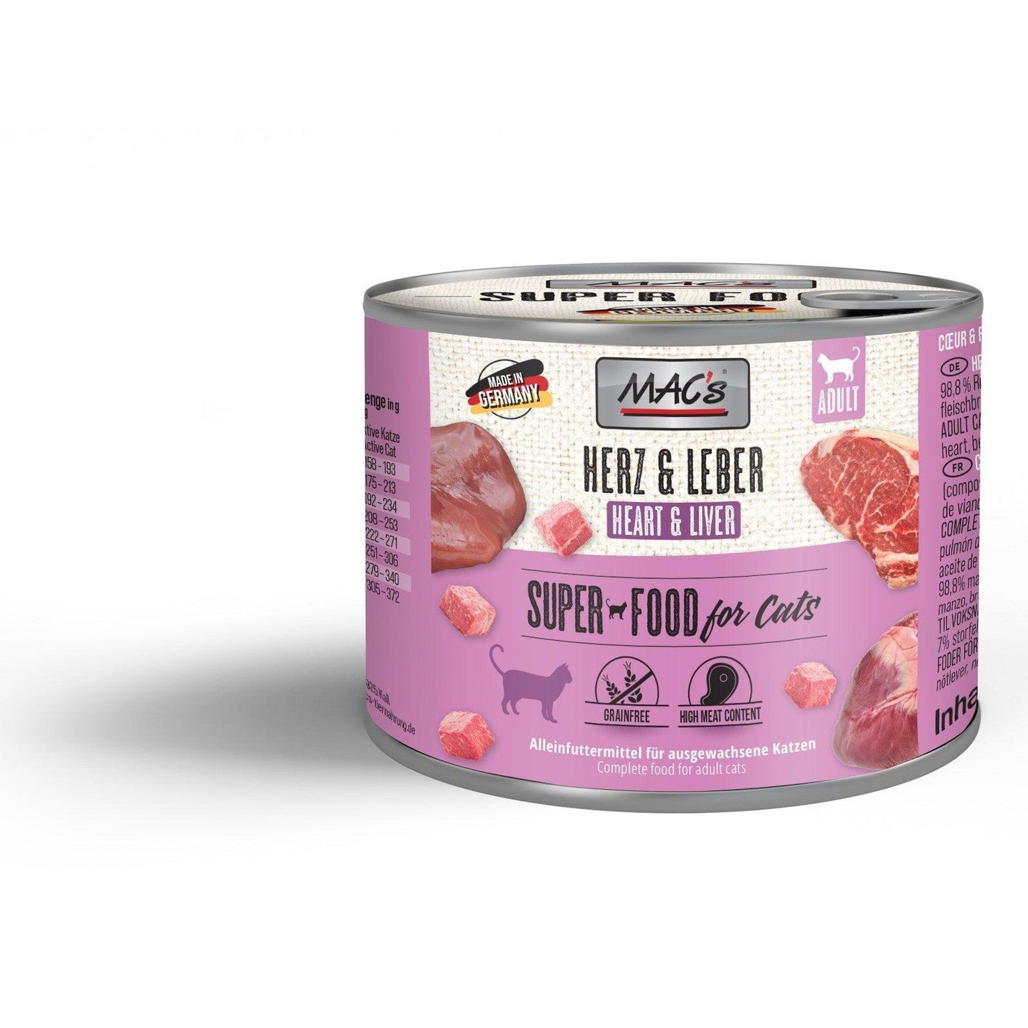 Artikel mit dem Namen MAC's Cat Herz & Leber im Shop von zoo.de , dem Onlineshop für nachhaltiges Hundefutter und Katzenfutter.