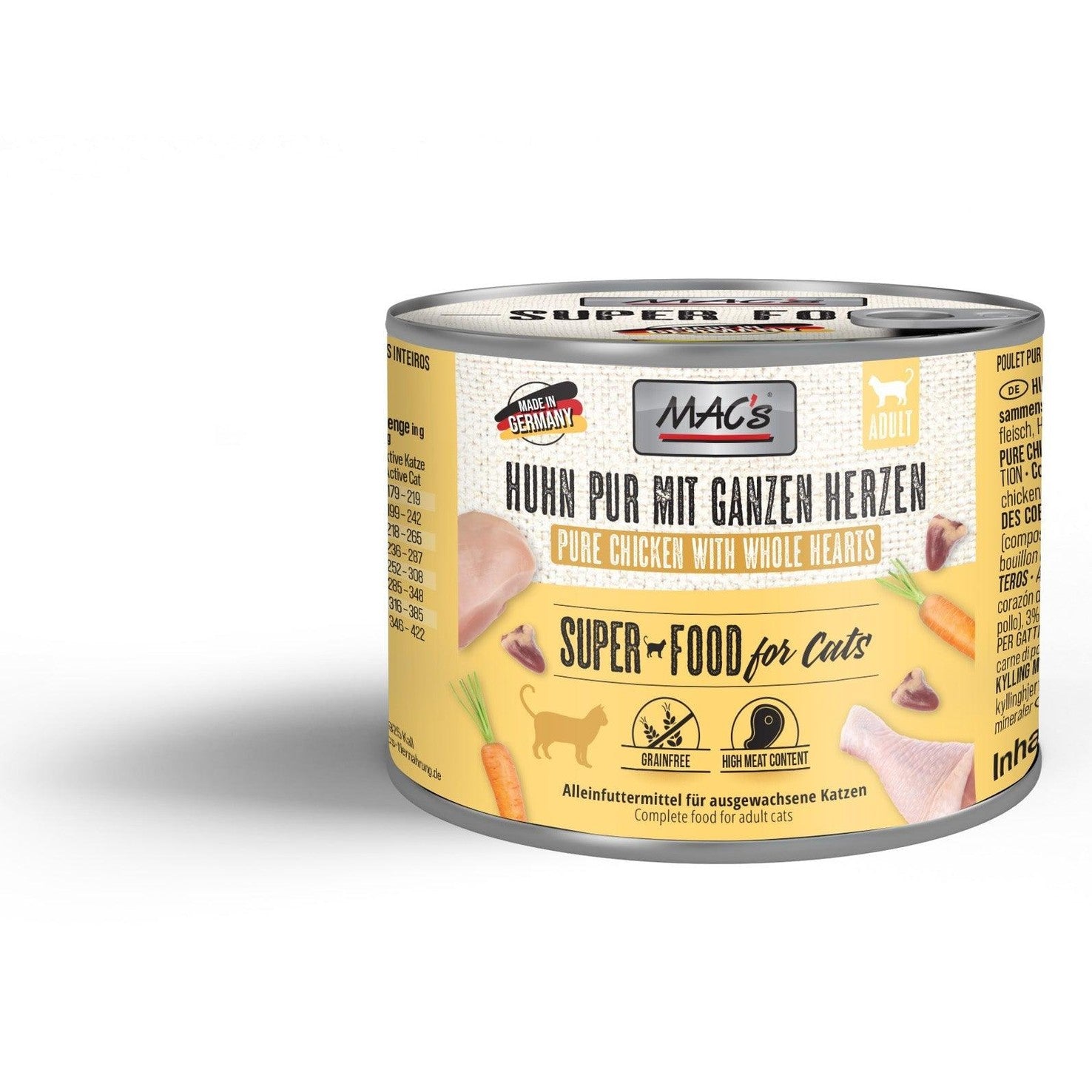 Artikel mit dem Namen MAC's Cat Huhn & Geflügelherzen im Shop von zoo.de , dem Onlineshop für nachhaltiges Hundefutter und Katzenfutter.