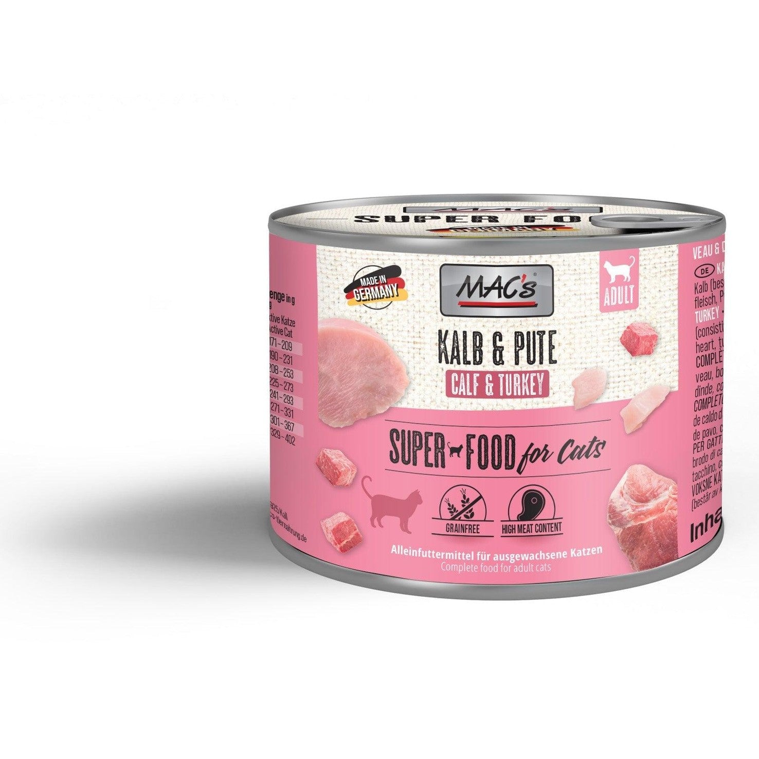 Artikel mit dem Namen MAC's Cat Kalb & Pute im Shop von zoo.de , dem Onlineshop für nachhaltiges Hundefutter und Katzenfutter.