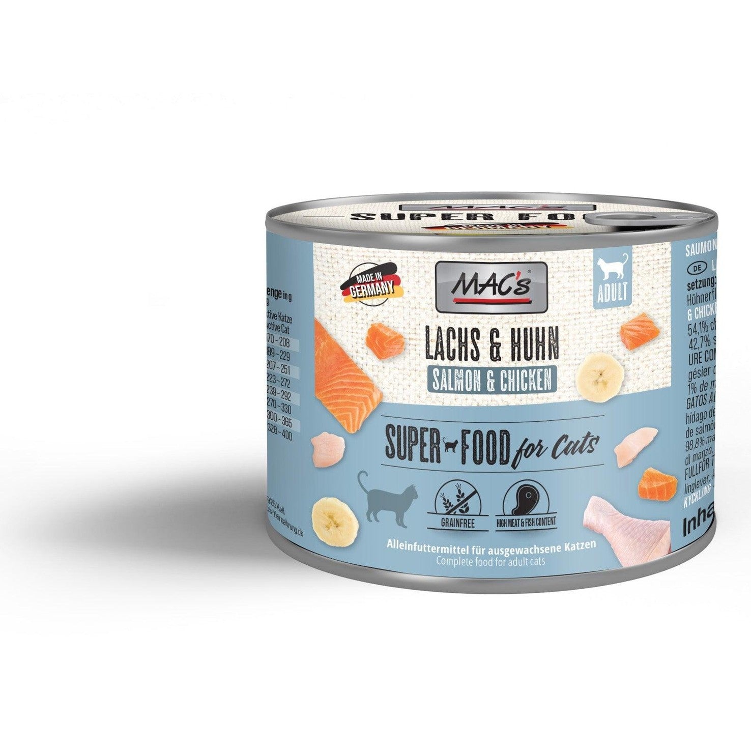 Artikel mit dem Namen MAC's Cat Lachs & Huhn im Shop von zoo.de , dem Onlineshop für nachhaltiges Hundefutter und Katzenfutter.