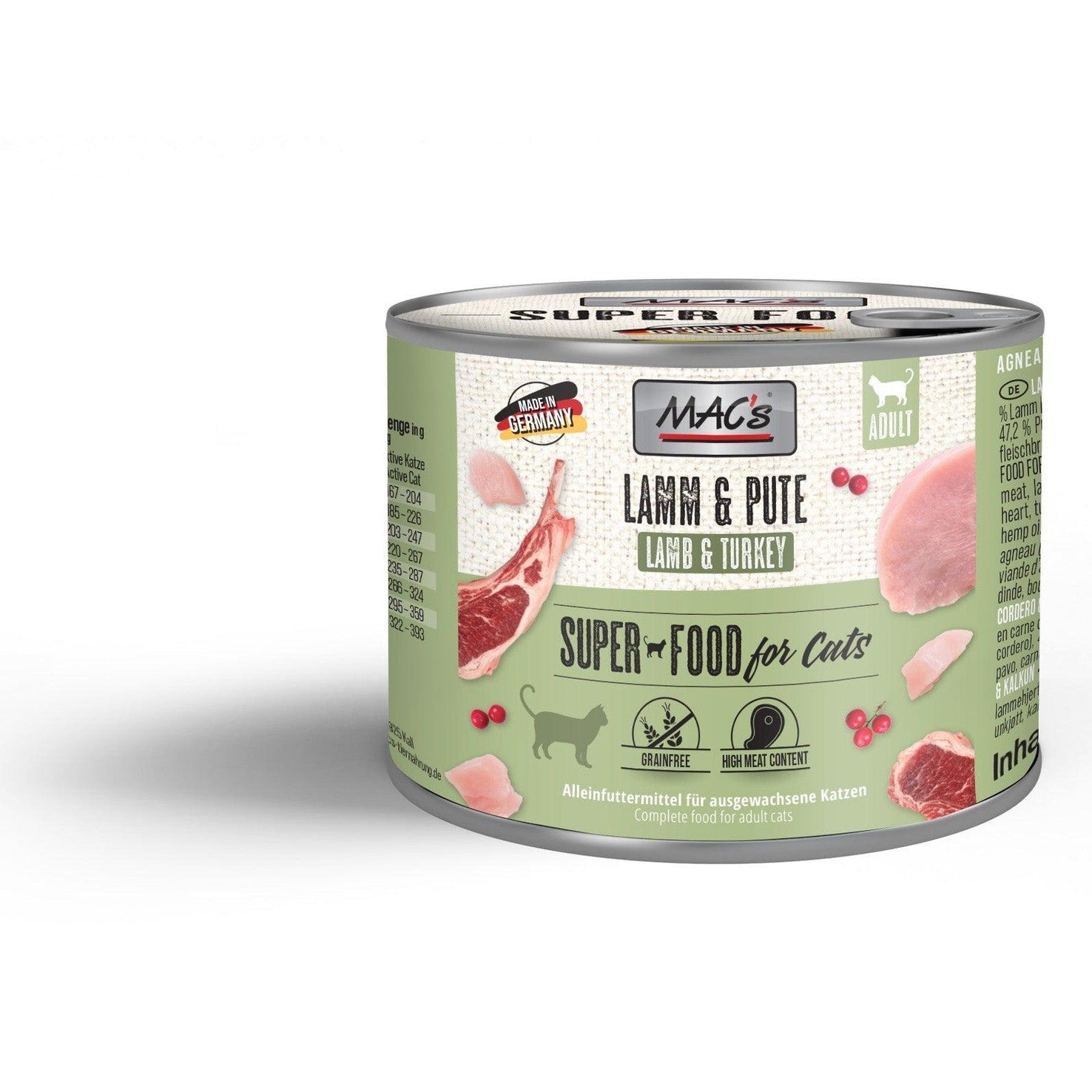 Artikel mit dem Namen MAC's Cat Lamm & Pute im Shop von zoo.de , dem Onlineshop für nachhaltiges Hundefutter und Katzenfutter.