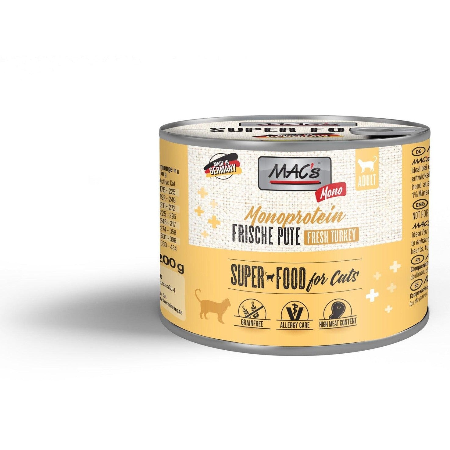 Artikel mit dem Namen MAC's Cat Mono Sensitive frische Pute im Shop von zoo.de , dem Onlineshop für nachhaltiges Hundefutter und Katzenfutter.