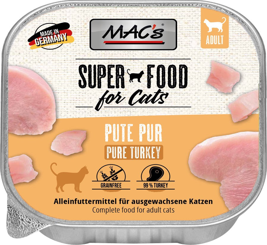 Artikel mit dem Namen MAC's Cat Pute PUR im Shop von zoo.de , dem Onlineshop für nachhaltiges Hundefutter und Katzenfutter.