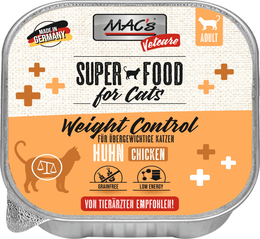 Artikel mit dem Namen MAC's Cat Vetcare Huhn Weight Control im Shop von zoo.de , dem Onlineshop für nachhaltiges Hundefutter und Katzenfutter.