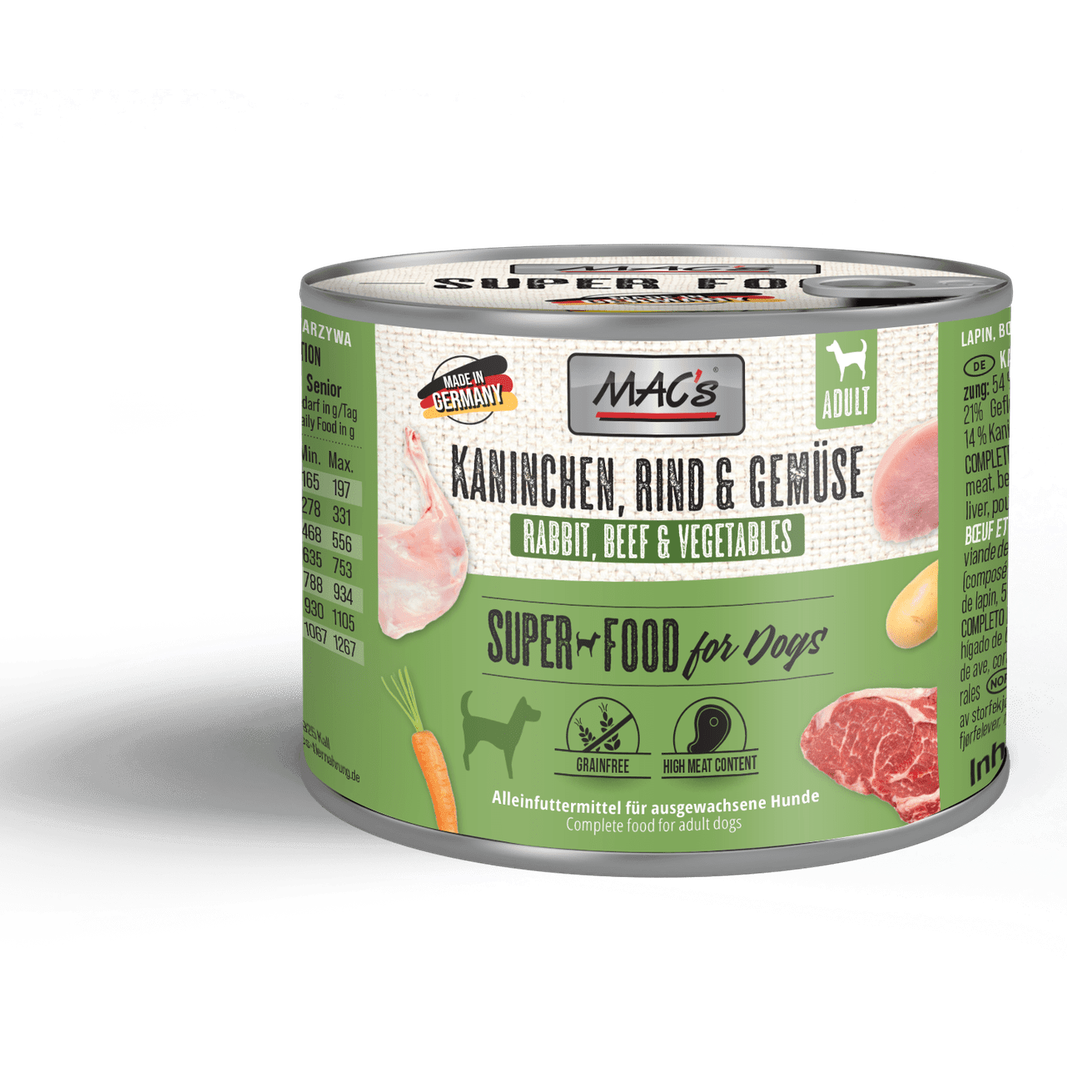 Artikel mit dem Namen MAC's Dog Kaninchen, Gemüse & Kartoffeln im Shop von zoo.de , dem Onlineshop für nachhaltiges Hundefutter und Katzenfutter.