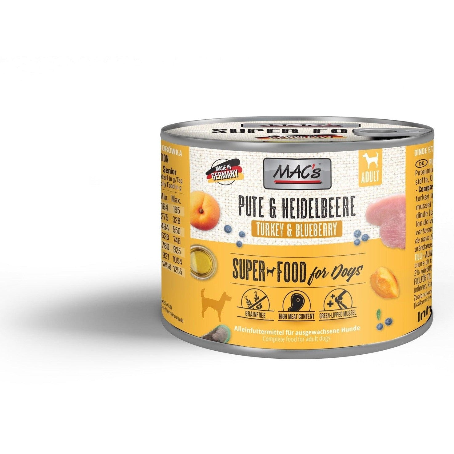 Artikel mit dem Namen MAC's Dog Pute & Heidelbeere im Shop von zoo.de , dem Onlineshop für nachhaltiges Hundefutter und Katzenfutter.