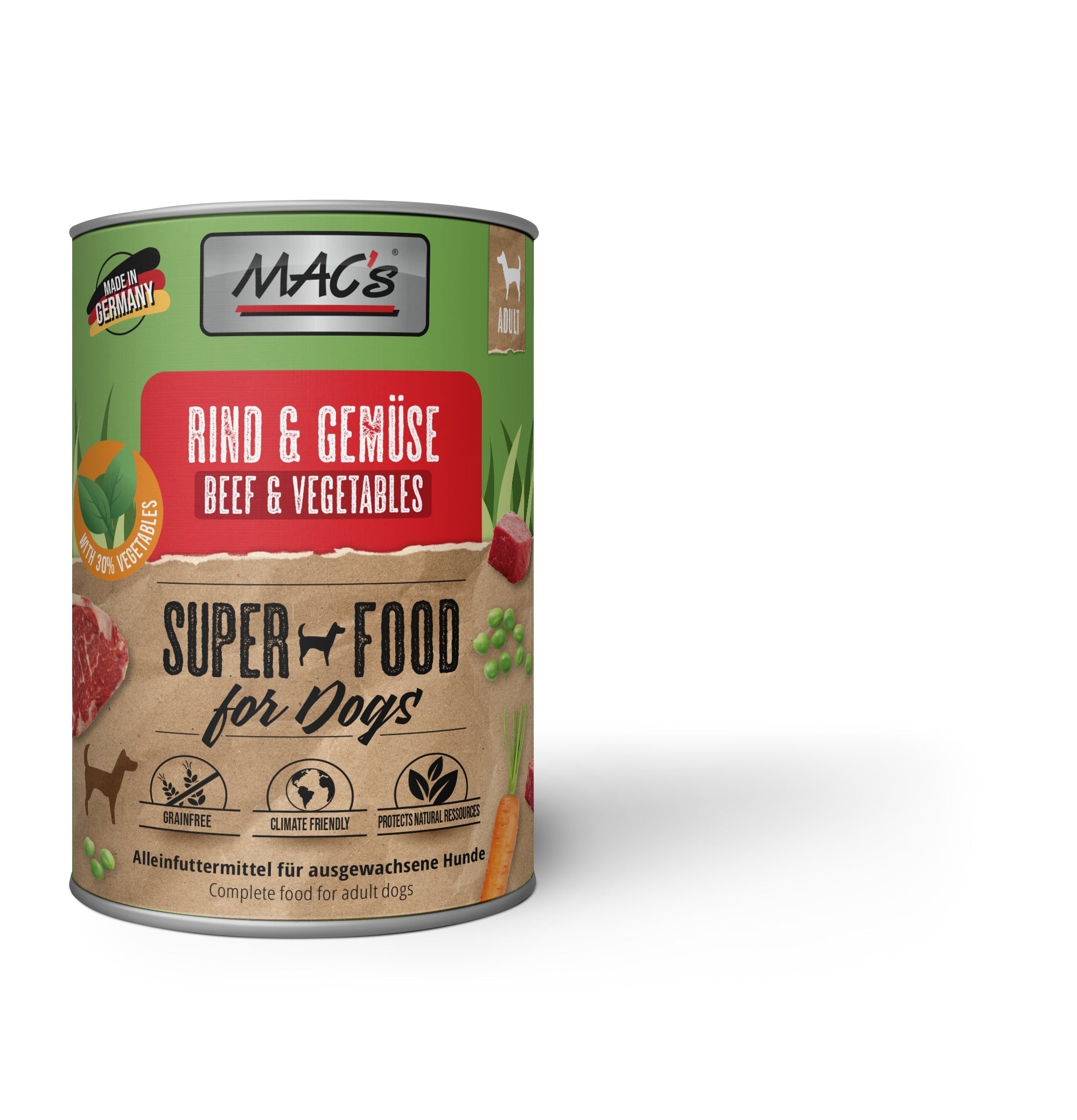 Artikel mit dem Namen MAC's Dog Rind & Gemüse im Shop von zoo.de , dem Onlineshop für nachhaltiges Hundefutter und Katzenfutter.