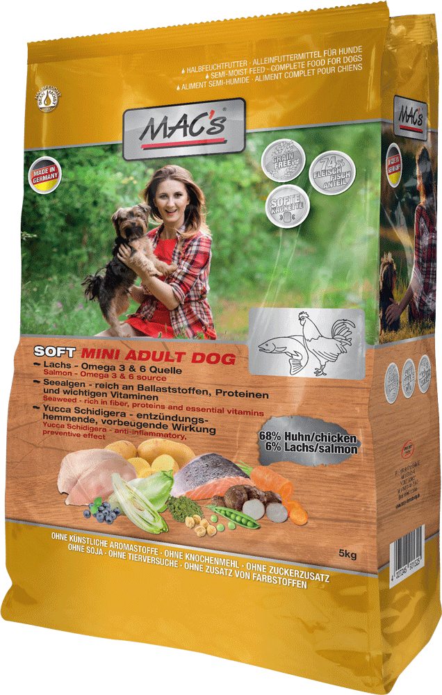 Artikel mit dem Namen MAC's Dog Soft Mini Huhn im Shop von zoo.de , dem Onlineshop für nachhaltiges Hundefutter und Katzenfutter.