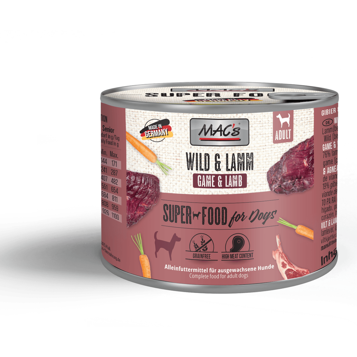 Artikel mit dem Namen MAC's Dog Wild & Lamm im Shop von zoo.de , dem Onlineshop für nachhaltiges Hundefutter und Katzenfutter.