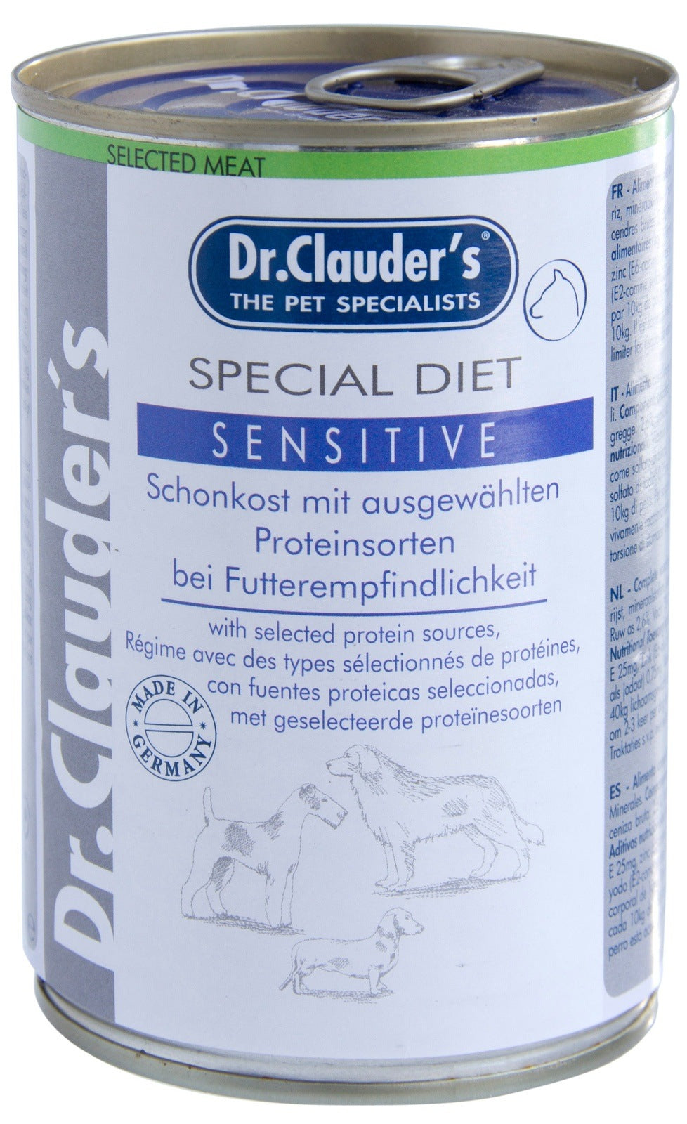 Artikel mit dem Namen Dr.Clauder&#39;s Special Diet Sensitive im Shop von zoo.de , dem Onlineshop für nachhaltiges Hundefutter und Katzenfutter.