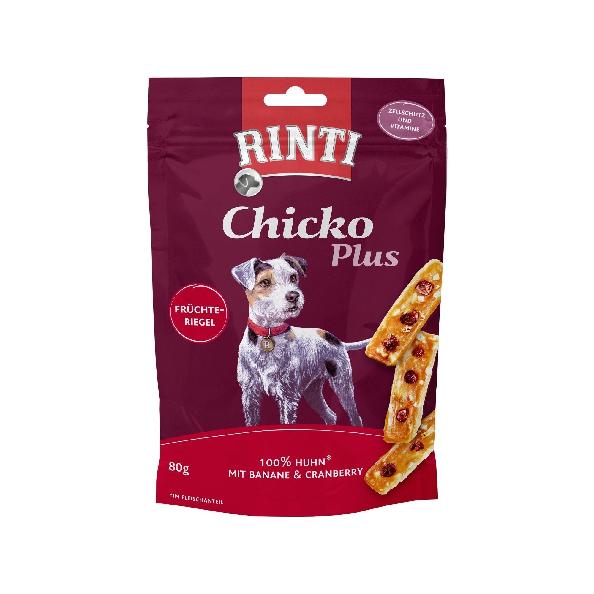 Artikel mit dem Namen Rinti Chicko Plus Früchteriegel mit Huhn im Shop von zoo.de , dem Onlineshop für nachhaltiges Hundefutter und Katzenfutter.