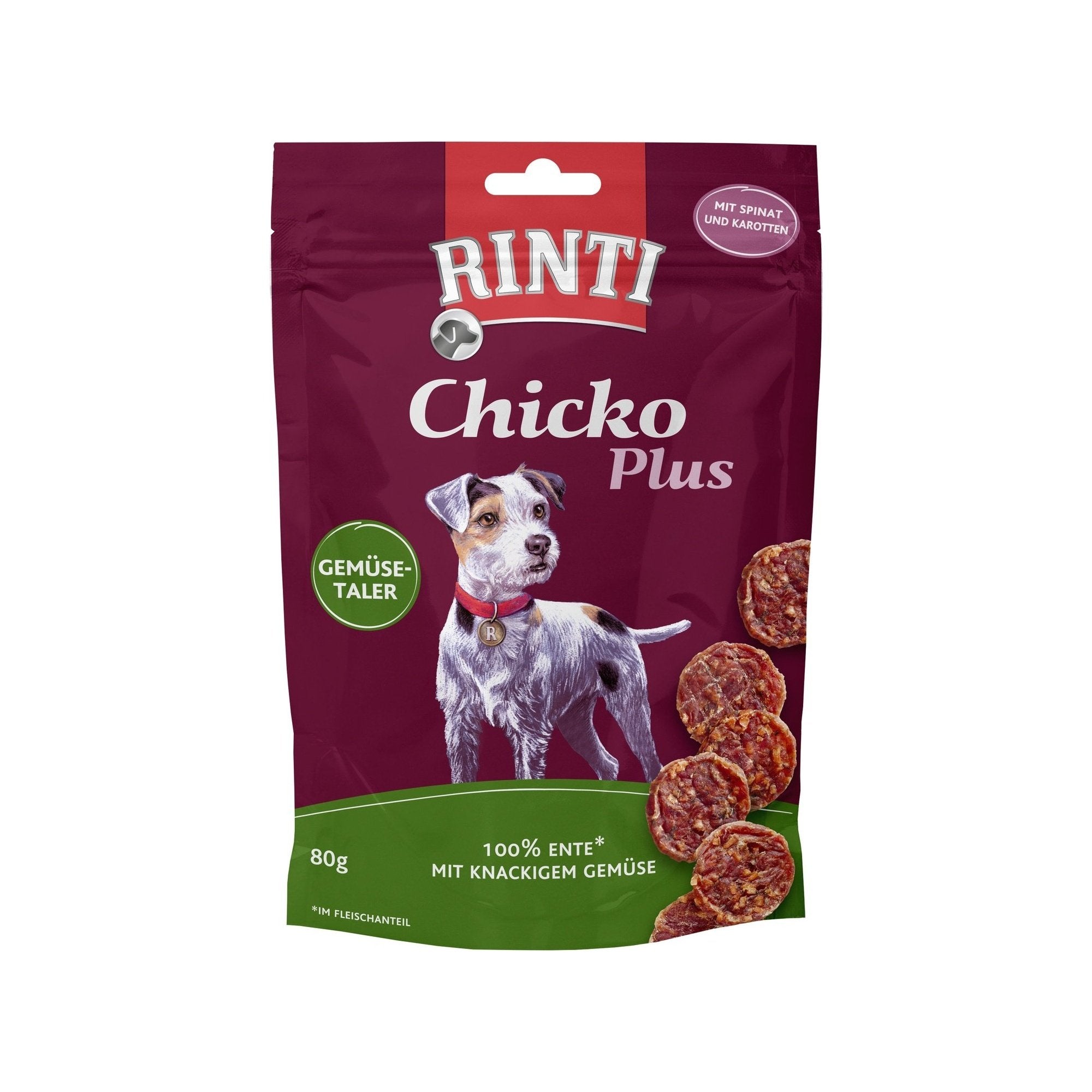 Artikel mit dem Namen Rinti Chicko Plus Gemüsetaler mit Ente im Shop von zoo.de , dem Onlineshop für nachhaltiges Hundefutter und Katzenfutter.