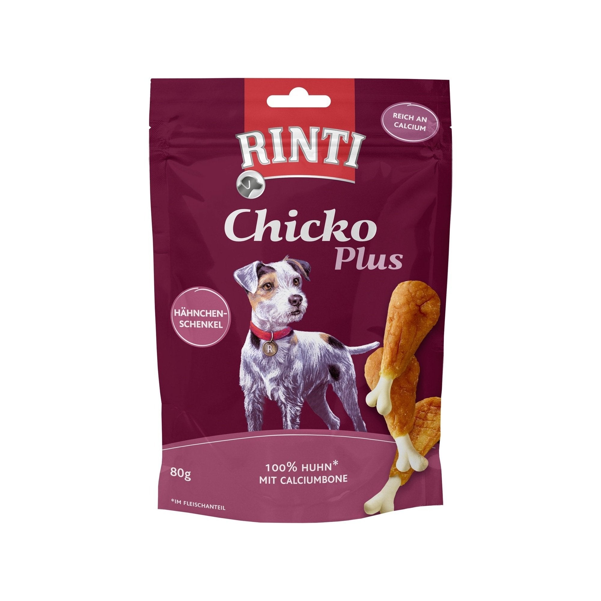 Artikel mit dem Namen Rinti Chicko Plus Hähnchenschenkel mit Calciumbone im Shop von zoo.de , dem Onlineshop für nachhaltiges Hundefutter und Katzenfutter.