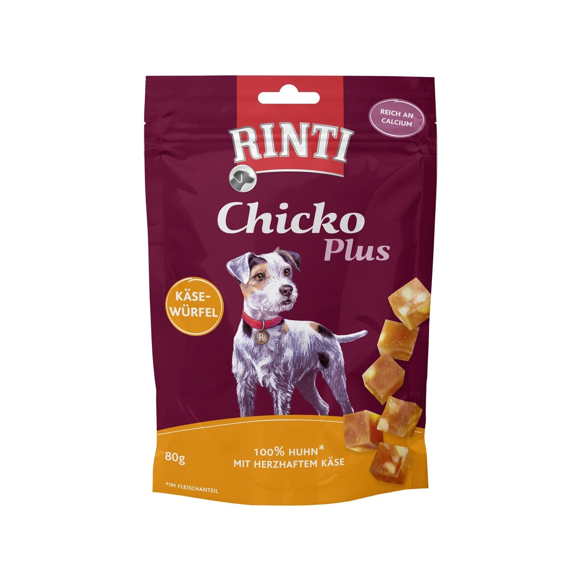 Artikel mit dem Namen Rinti Chicko Plus Käsewürfel mit Huhn im Shop von zoo.de , dem Onlineshop für nachhaltiges Hundefutter und Katzenfutter.