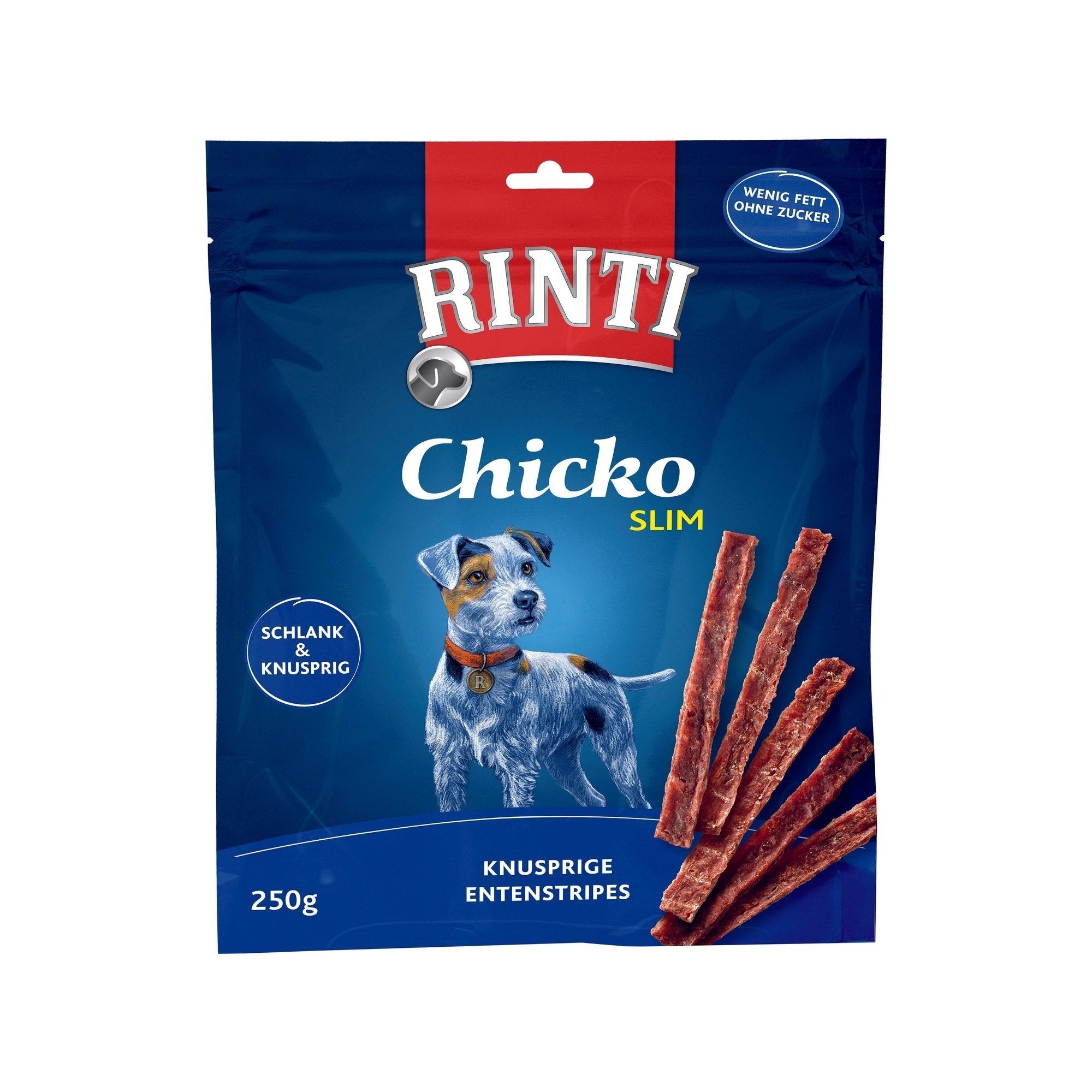 Artikel mit dem Namen Rinti Chicko Slim Ente Vorratspack im Shop von zoo.de , dem Onlineshop für nachhaltiges Hundefutter und Katzenfutter.